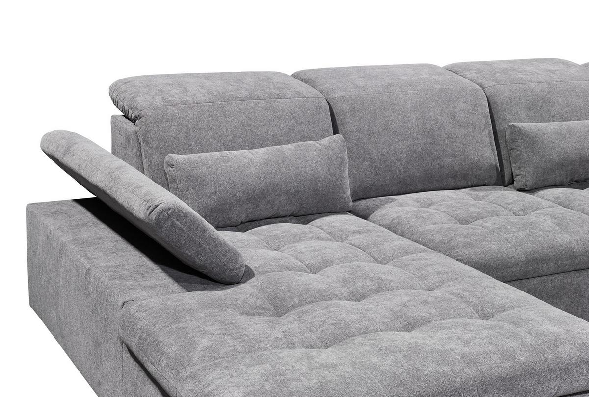 Wohnlandschaft Wayne U inkl. Kissen Grau - Silberfarben/Grau, KONVENTIONELL, Kunststoff/Textil (188/340/240cm) - MID.YOU