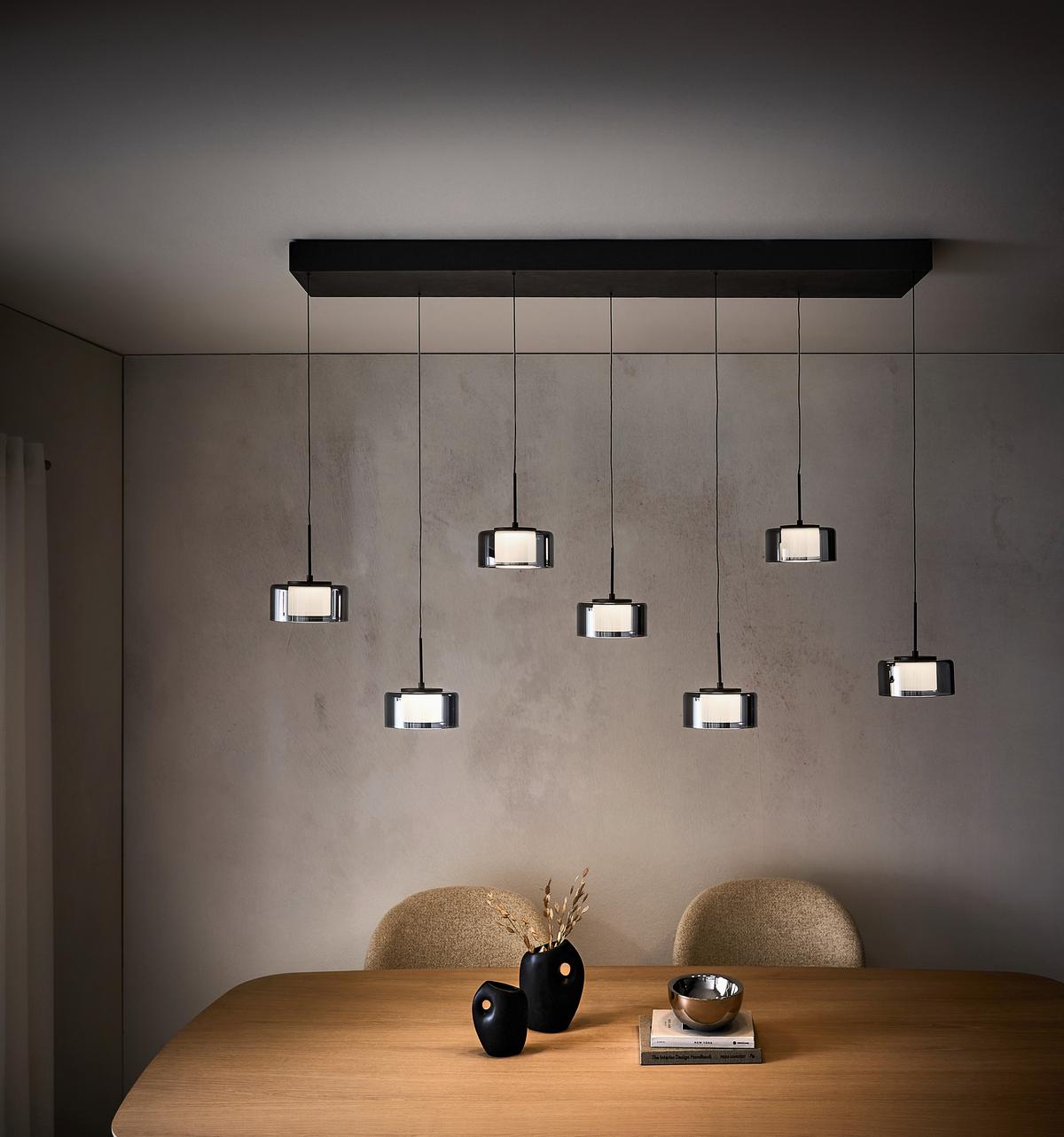 LAMPA WISZĄCA LED 2115-18 - czarny, Design, tworzywo sztuczne/metal (126/21/180cm) - Paul Neuhaus