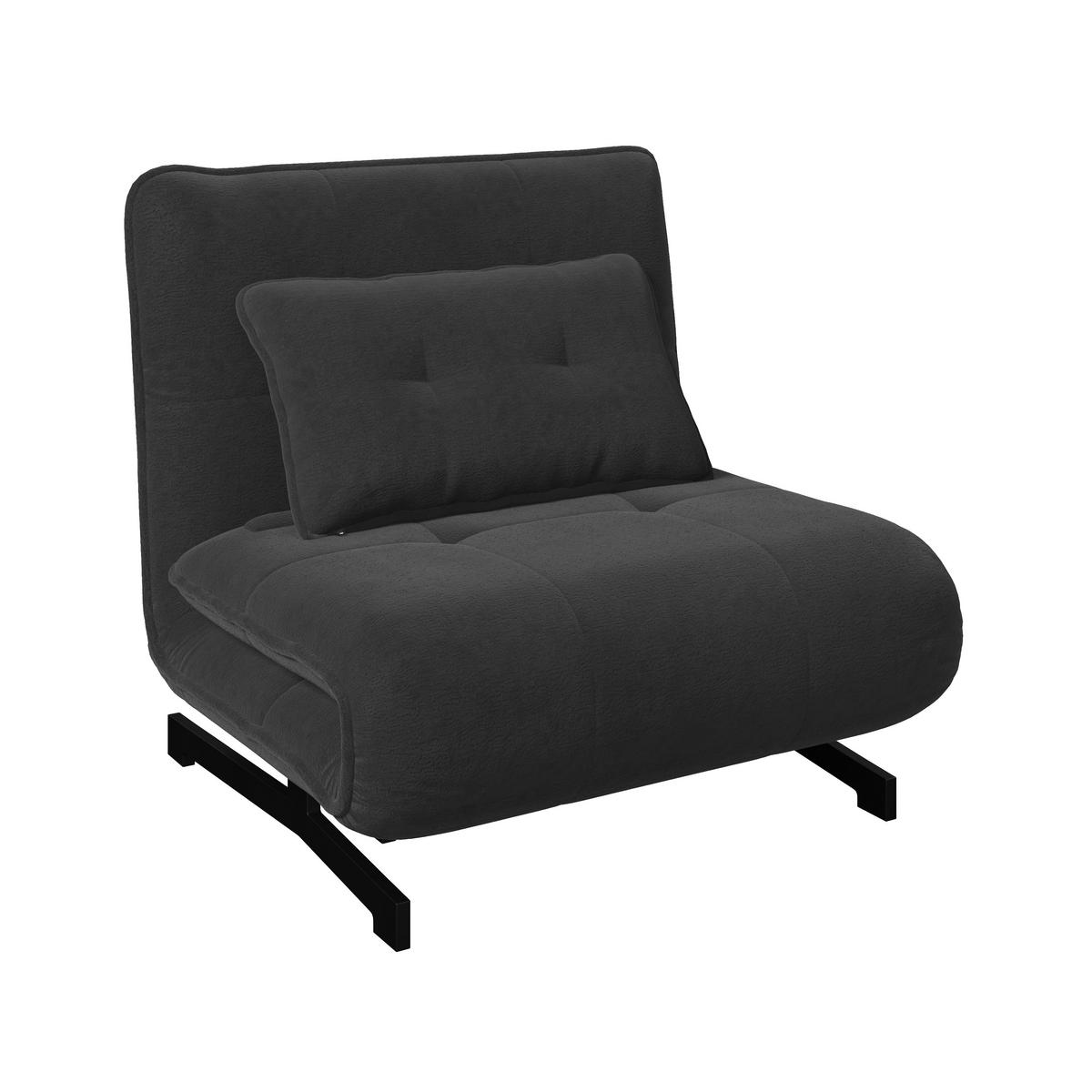 Schlafsessel Luna Bouclé Dunkelgrau - Dunkelgrau/Schwarz, MODERN, Textil/Metall (92/40/66cm) - Bessagi Home