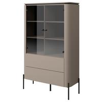 Vitrin Bello - bézs, Modern, faalapú anyag/Üveg (98/160/40cm)