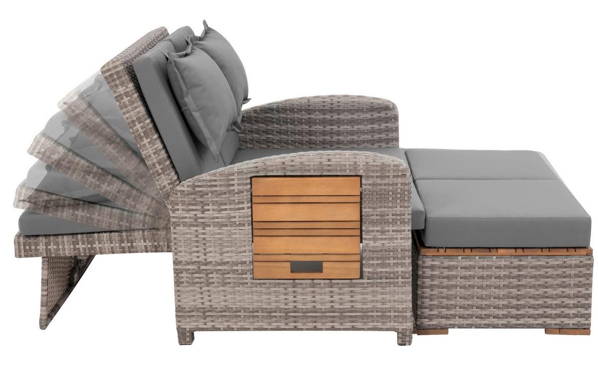 Loungegarnitur 2-teilig Bahia Tobago Holz/Metall mit Kissen - Grau, Basics, Holz/Textil (117/93/74cm) - Gardenson