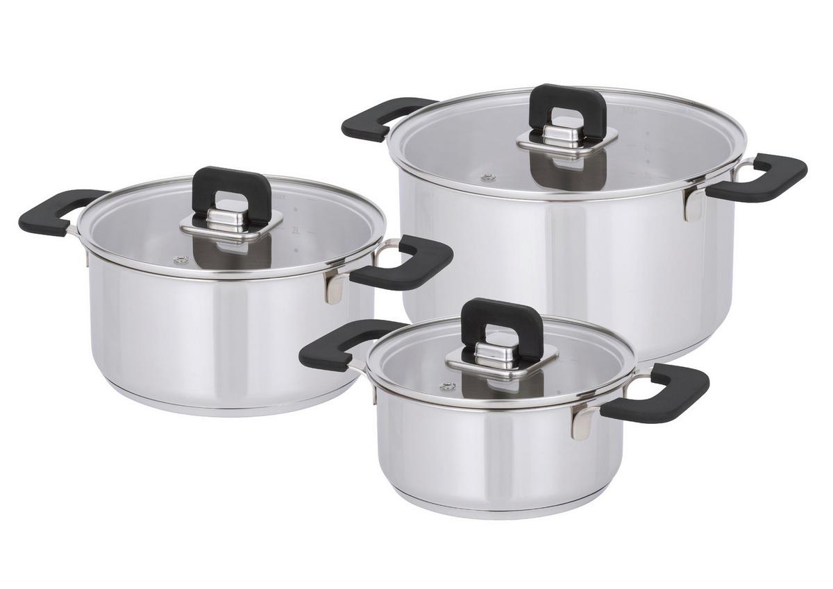 Főzőedénykészlet Rico - nemesacélszínű/átlátszó, Modern, Üveg/fém - Premium Living