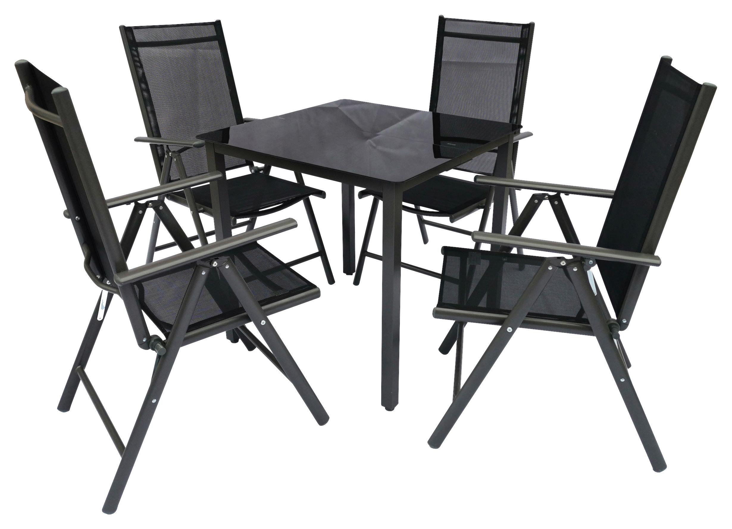 Gartengarnitur 5-teilig ca. 80x73x80 cm Schwarz - Schwarz, Basics, Metall (80/73/80cm) - MID.YOU