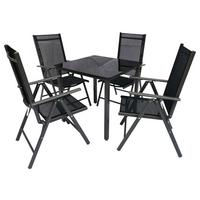Gartengarnitur 5-teilig ca. 80x73x80 cm Schwarz - Schwarz, Basics, Metall (80/73/80cm) - MID.YOU