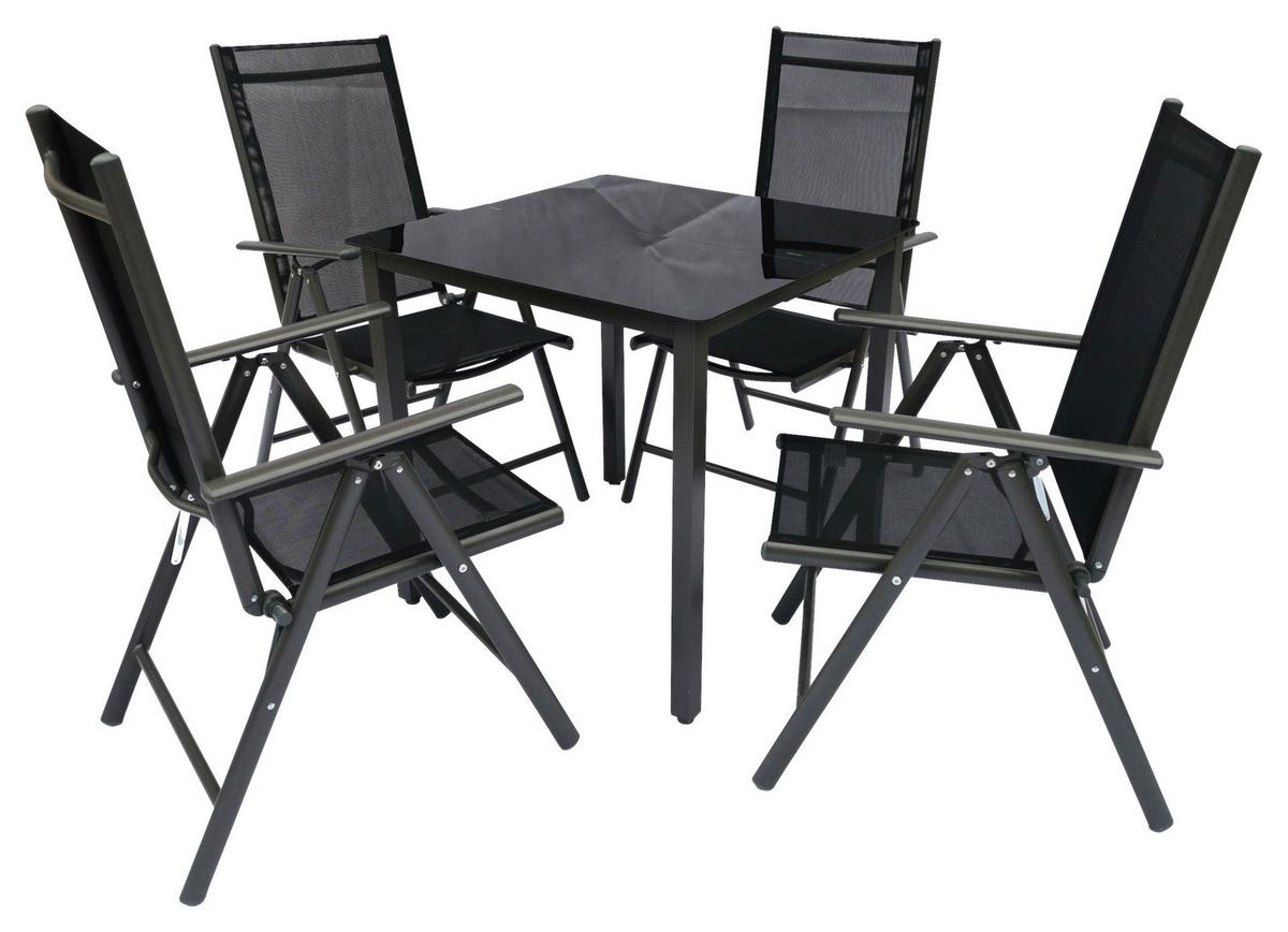 Gartengarnitur 5-teilig ca. 80x73x80 cm Schwarz - Schwarz, Basics, Metall (80/73/80cm) - MID.YOU