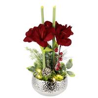 AMARYLIS 043859R - kolor srebrny/ciemnoczerwony, Konventionell, tkanina/ceramika (17/40cm) - X-Mas