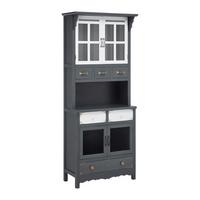 Vitrine Gitte Grau ca. 74x176x43 cm Kiefer - Grau, MODERN, Holz (74/176/33.5cm) - Bessagi Home