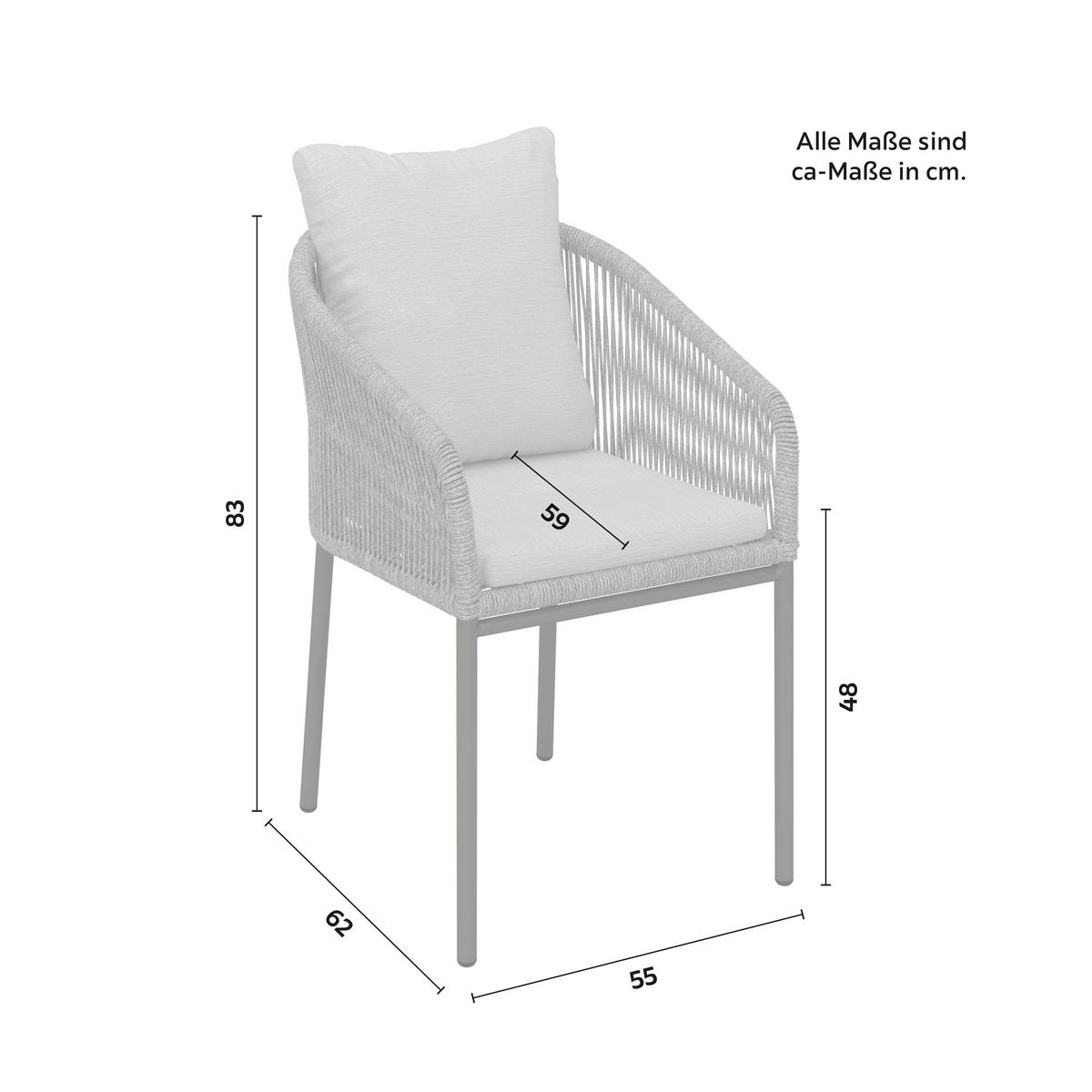 Gartensessel-Set 2-er Set Pepe Hellgrau Metall/Textil - Schwarz/Grau, MODERN, Kunststoff/Metall (55/83/62cm) - Bessagi Garden
