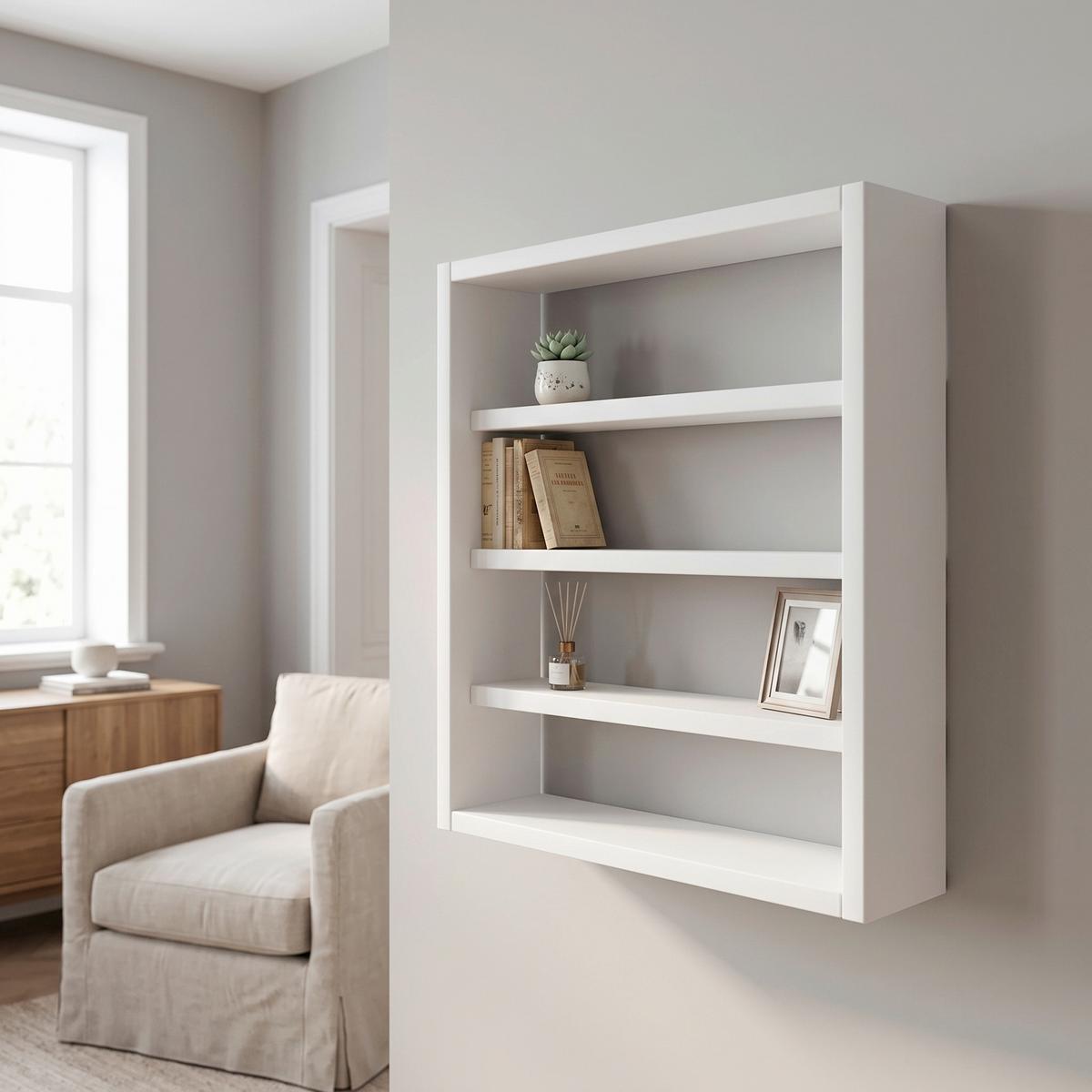 Wandregal Osado S - Weiss, Design, Holzwerkstoff (40/40/10cm) - MID.YOU