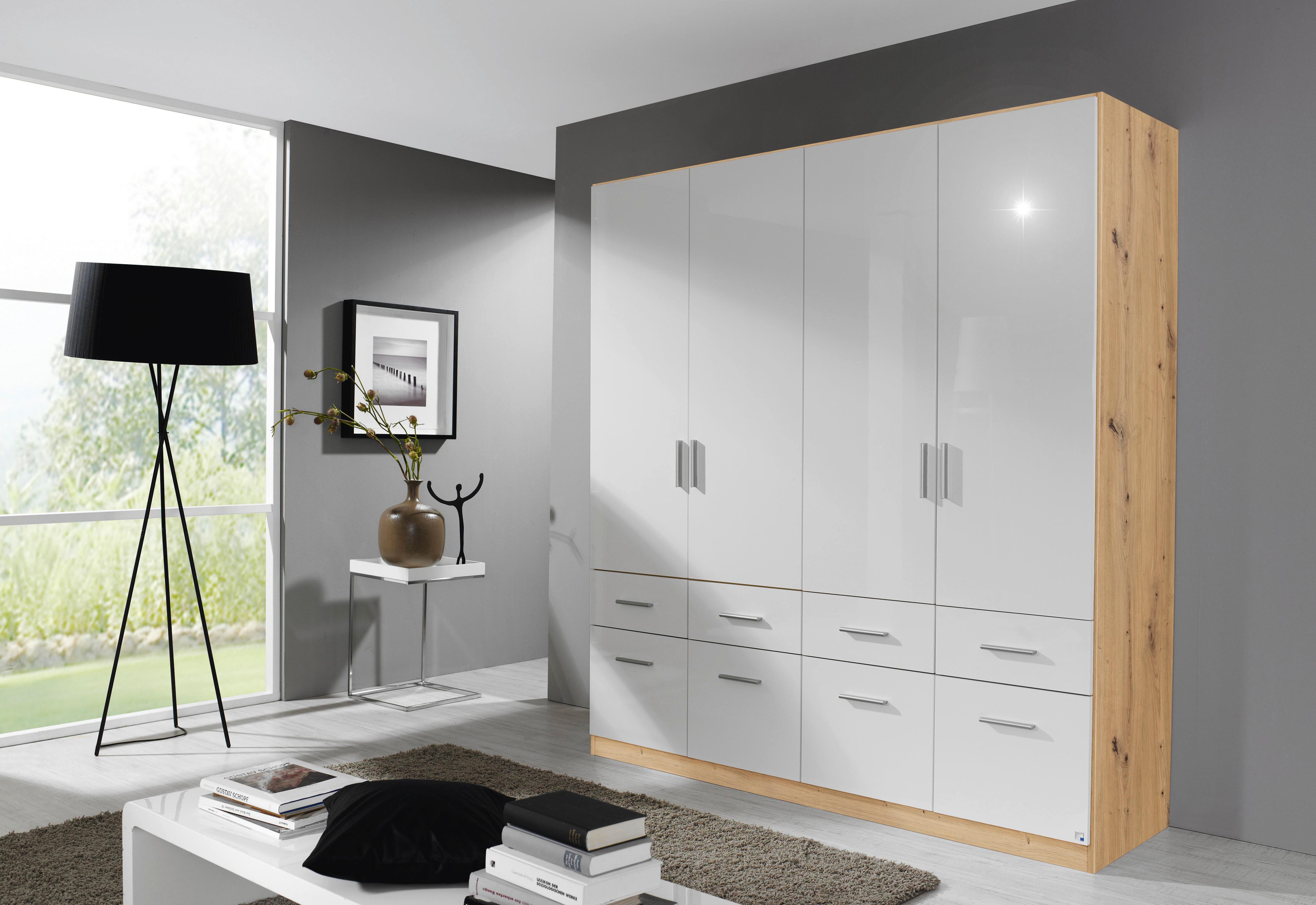 Ormar S Klasičnim Vratima Berlin - hrast Artisan/bijela visoki sjaj, Moderno, drvni materijal/plastika (181/210/54cm) - Modern Living
