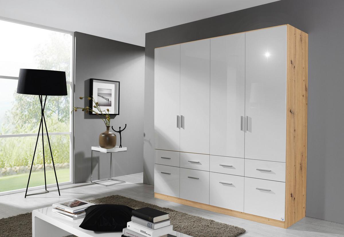Ormar S Klasičnim Vratima Berlin - hrast Artisan/bijela visoki sjaj, Moderno, drvni materijal/plastika (181/210/54cm) - Modern Living