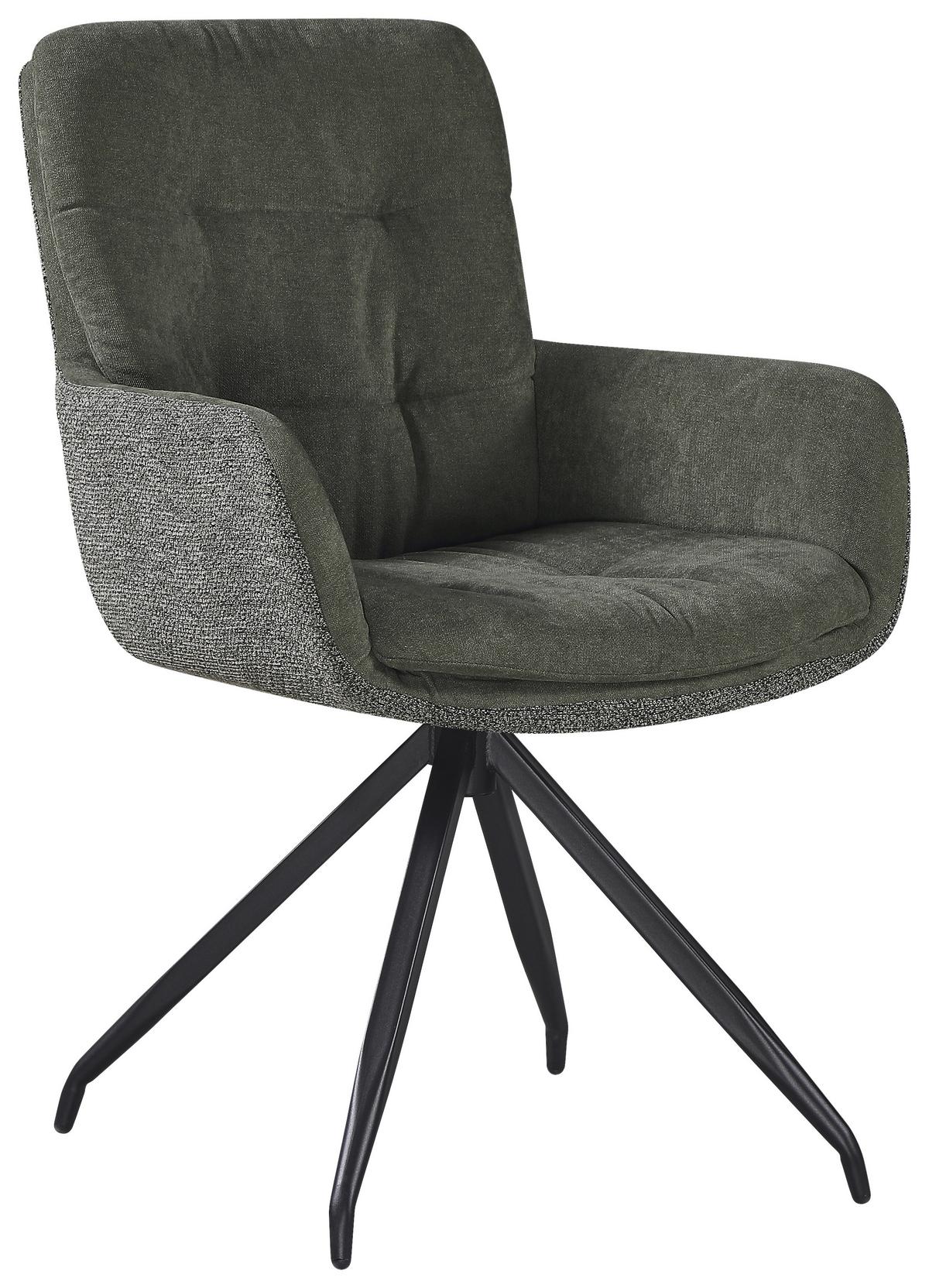 Armlehnstuhl Nova Grün - Schwarz/Grün, Modern, Textil/Metall (61/89/67cm) - Premium Living