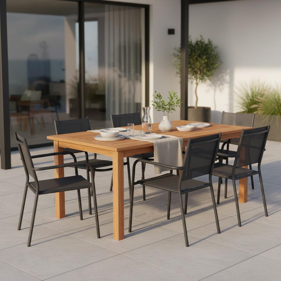 Vrtna Miza Santos, Masivno - naravne barve, Basics, les (150/90/74,5cm) - Gardenson