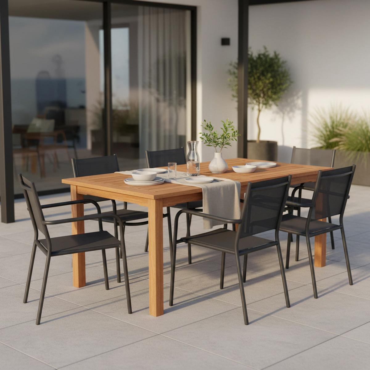 Gartentisch Santos aus Eukalyptus ca. 90x74,5x105cm - Naturfarben, Basics, Holz (150/90/74,5cm) - Gardenson