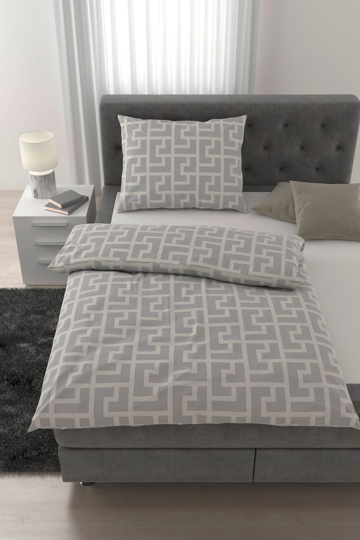 Bettwäsche Mäander Naturfarben ca. 140x200cm - Naturfarben, ROMANTIK / LANDHAUS, Textil (140/200cm) - Mömax