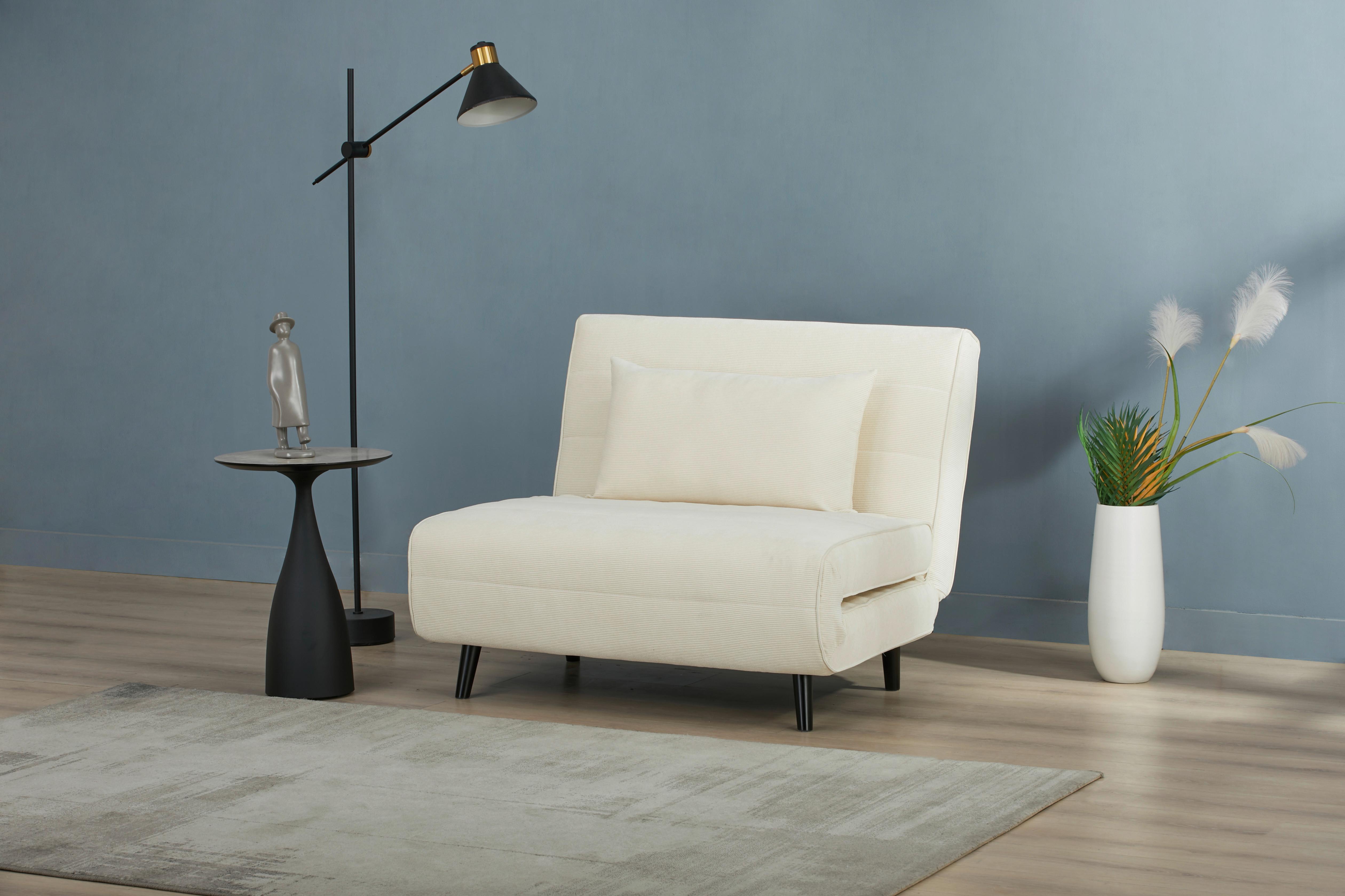 BÄDDFÅTÖLJ NIGHT 100 - beige/svart, Modern, trä/textil (101/81/90cm) - Mömax