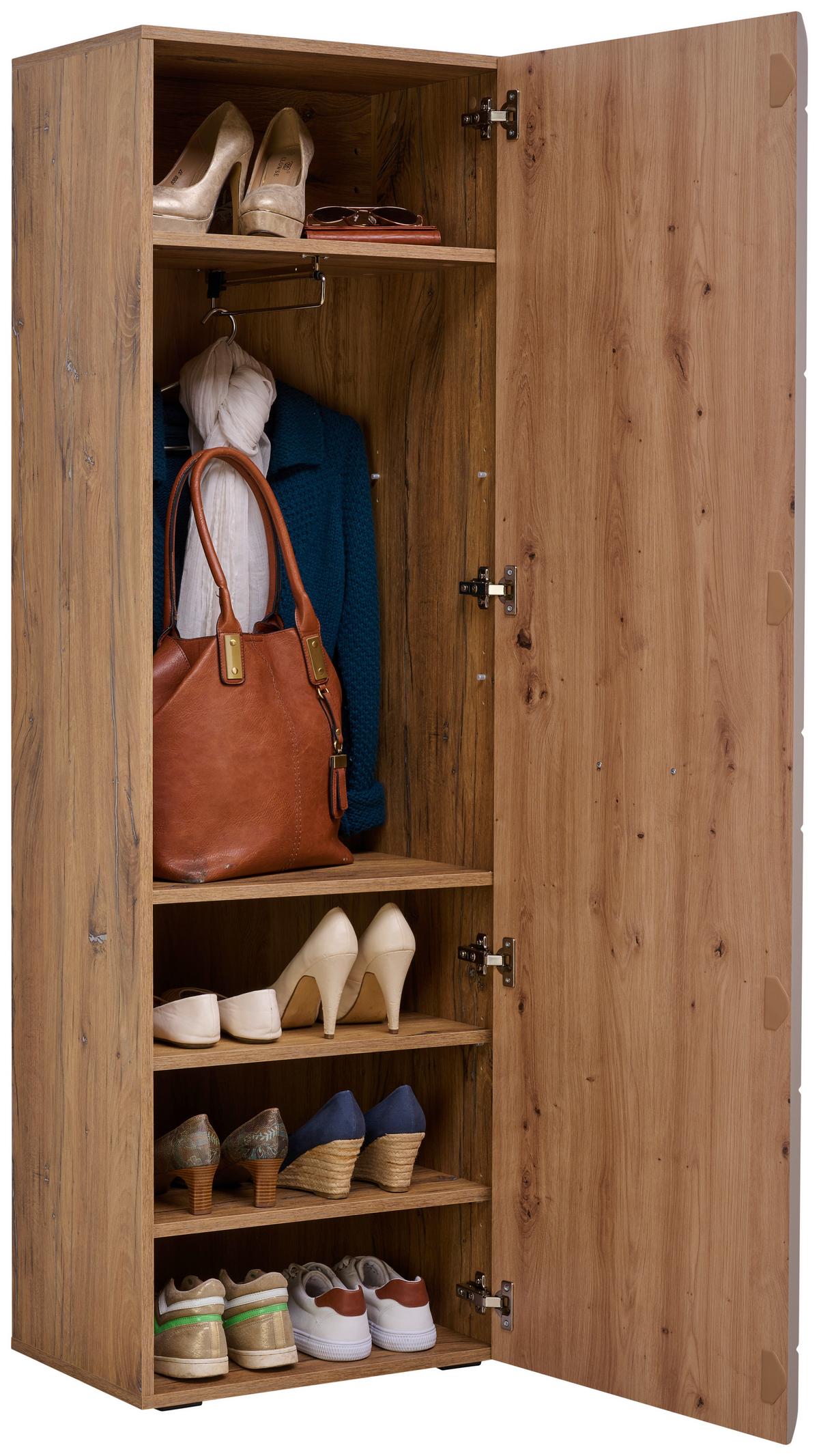 Dulap pentru hol AURIS - culoare lemn stejar/gri, Modern (52/164/37,1cm) - Modern Living