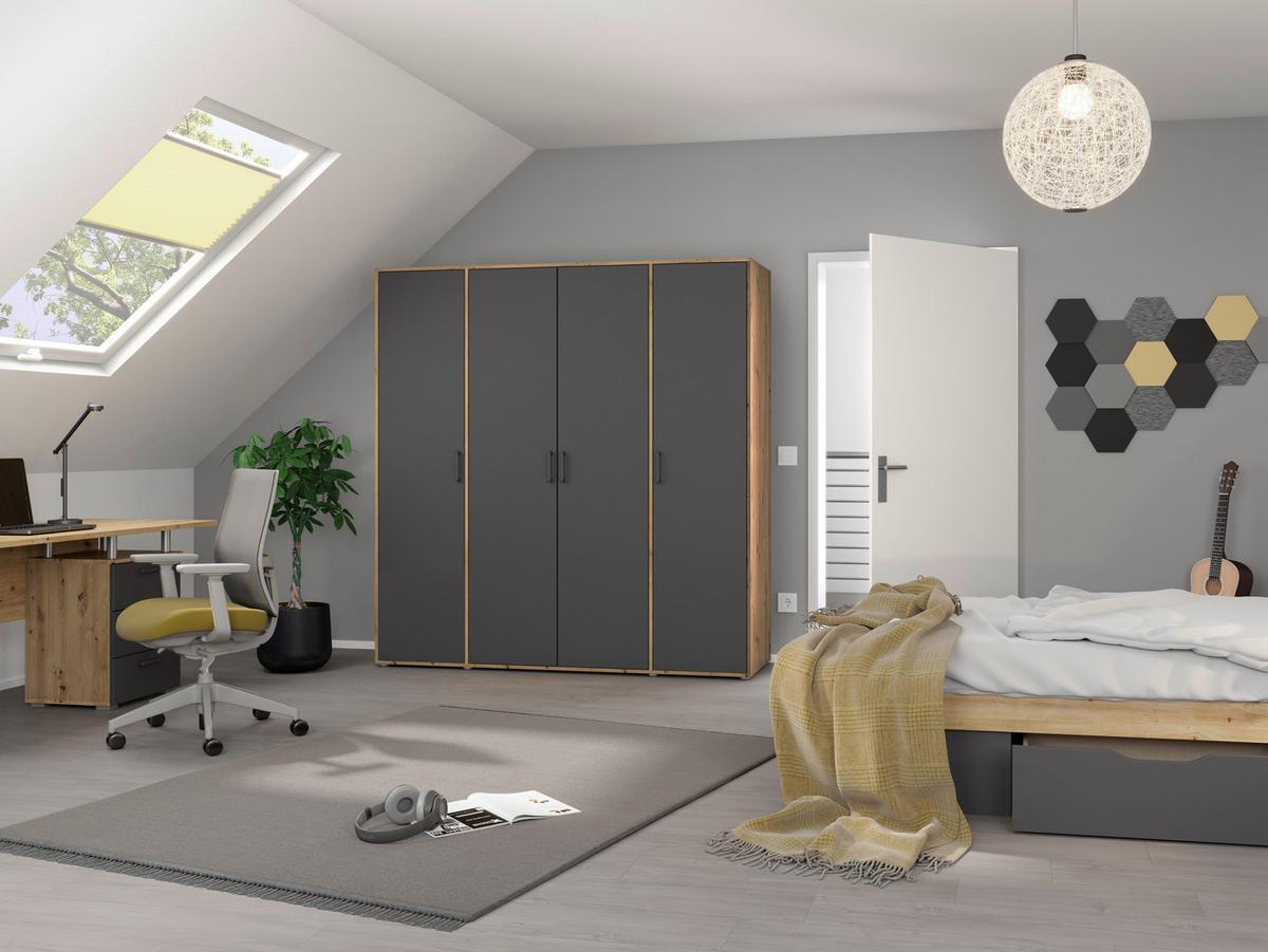 DULAP  USI ROTATIVE VOYAGER - stejar Artisan/gri, Modern, material pe bază de lemn (187/194/53cm) - Modern Living