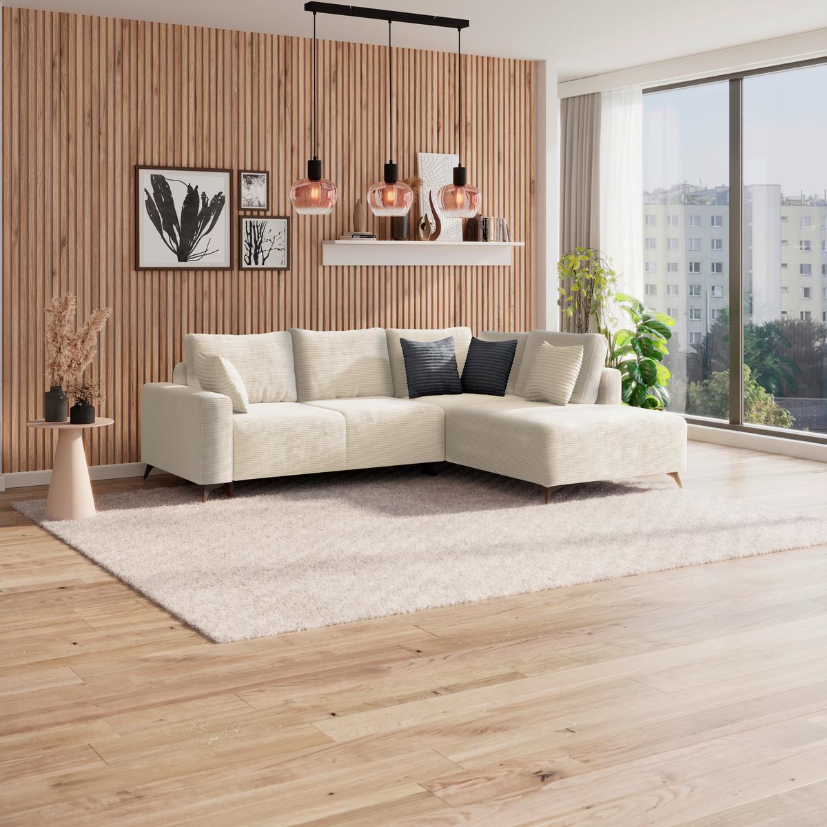 Canapea modulara VIKTOR - bej/crem, Modern, textil (270/212cm) - Modern Living