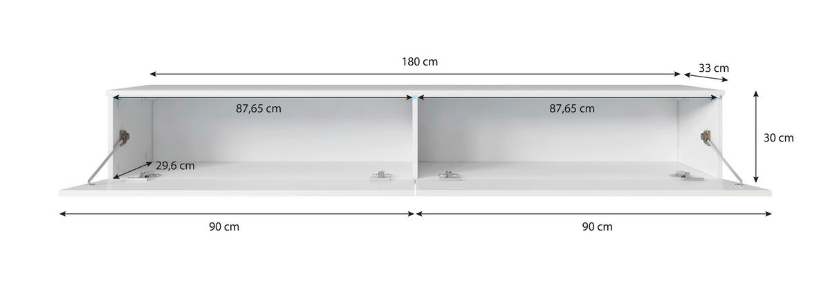 Nizka Omarica Vera, Antracit, Barva Kostanja, Z Osvetlitvijo - siva/barva kostanjevega hrasta, Trend, umetna masa/leseni material (180/30/33cm) - P & B