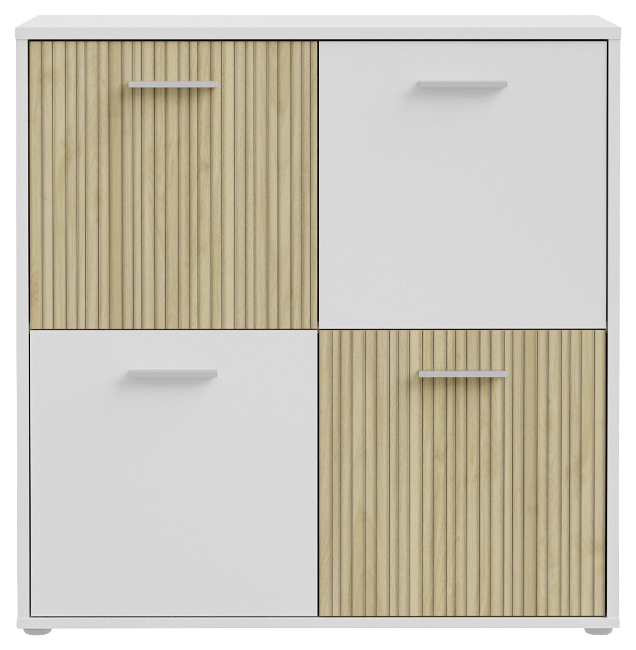 Komoda Quadro 2, Bela, Barva Hrasta - barve hrasta/bela, Moderno, leseni material (93,5/95,1/40cm) - Mömax