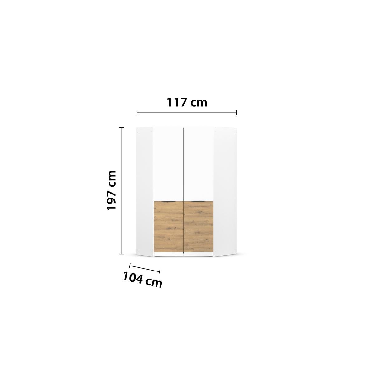 Prehodna Kotna Omara Max Extra, Bela, Barva Hrasta - siva/bela, Konvencionalno, umetna masa/leseni material (117/197/117cm) - Mömax