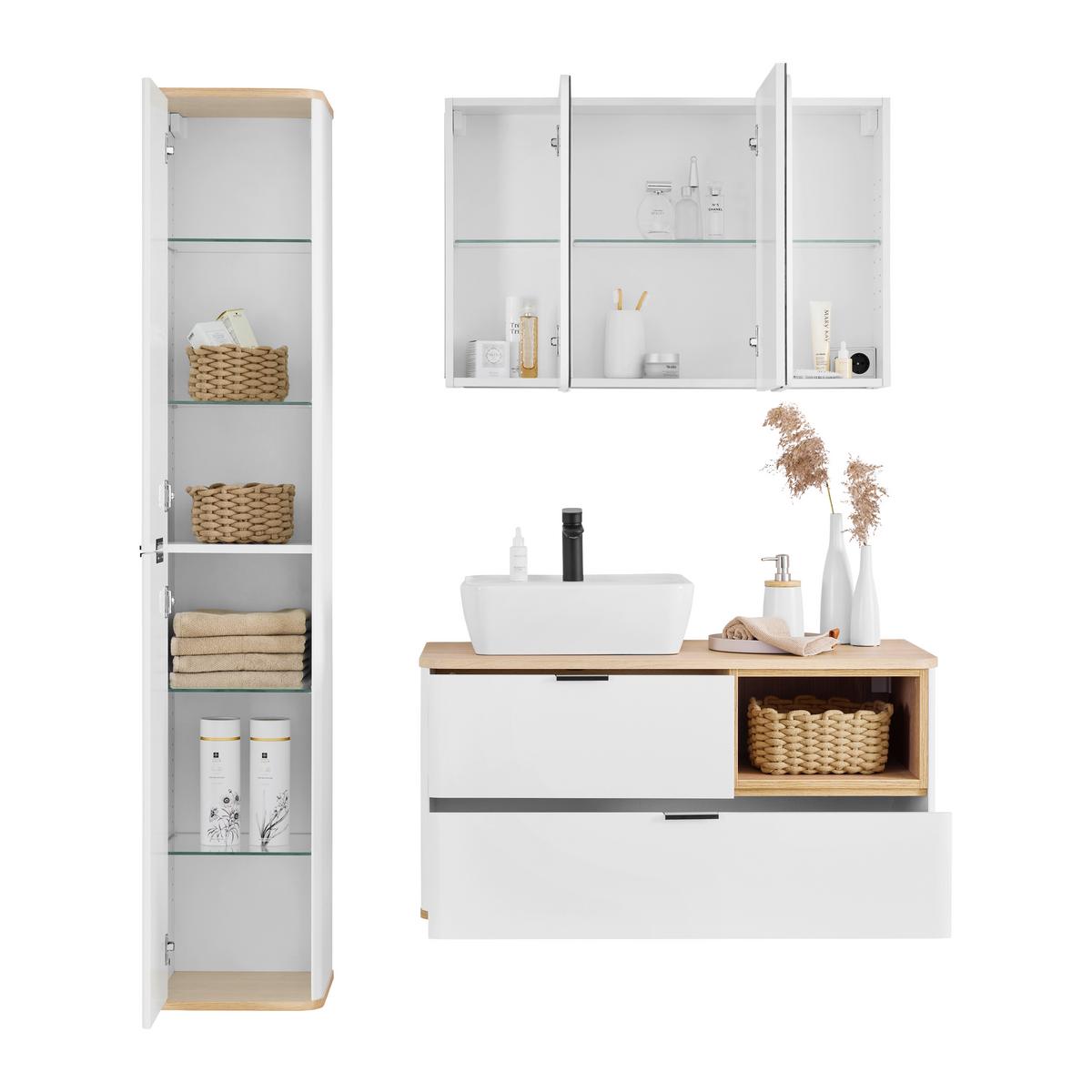 Vioski Element Elias -Exklusiv- - bijela/crna, Moderno, staklo/drvni materijal (35/180/35cm) - Mömax