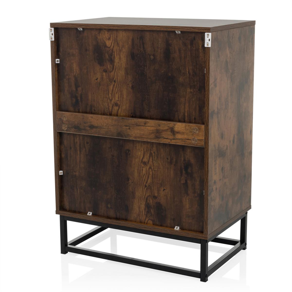 Komoda Vinstra, Rjava, Črna - črna/rjava, Moderno, kovina/leseni material (60/83,5/38,5cm) - MID.YOU