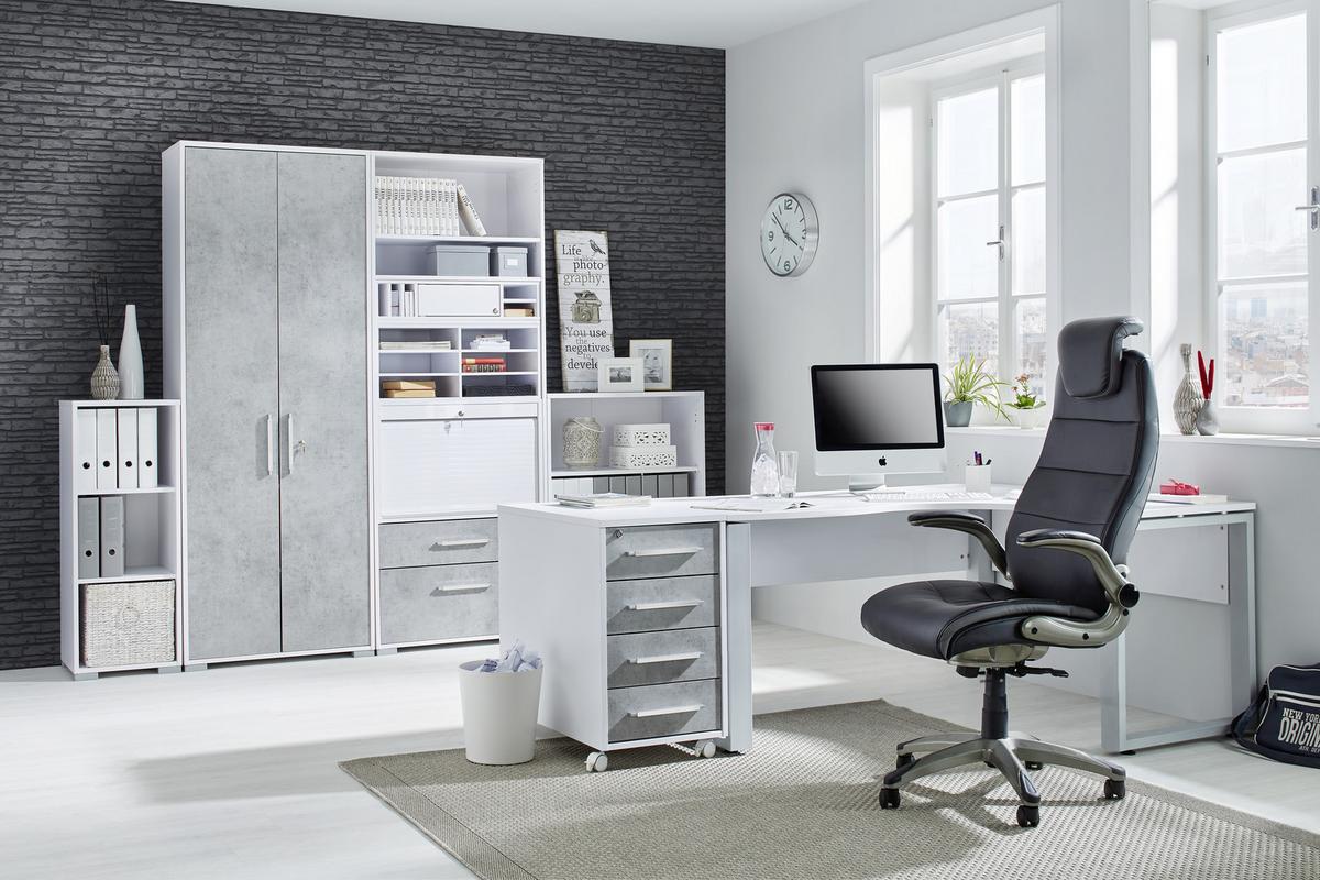 Anstellcontainer Grau/Weiss - Weiss/Alufarben, Modern, Holzwerkstoff/Kunststoff (43/75/80cm) - Mömax