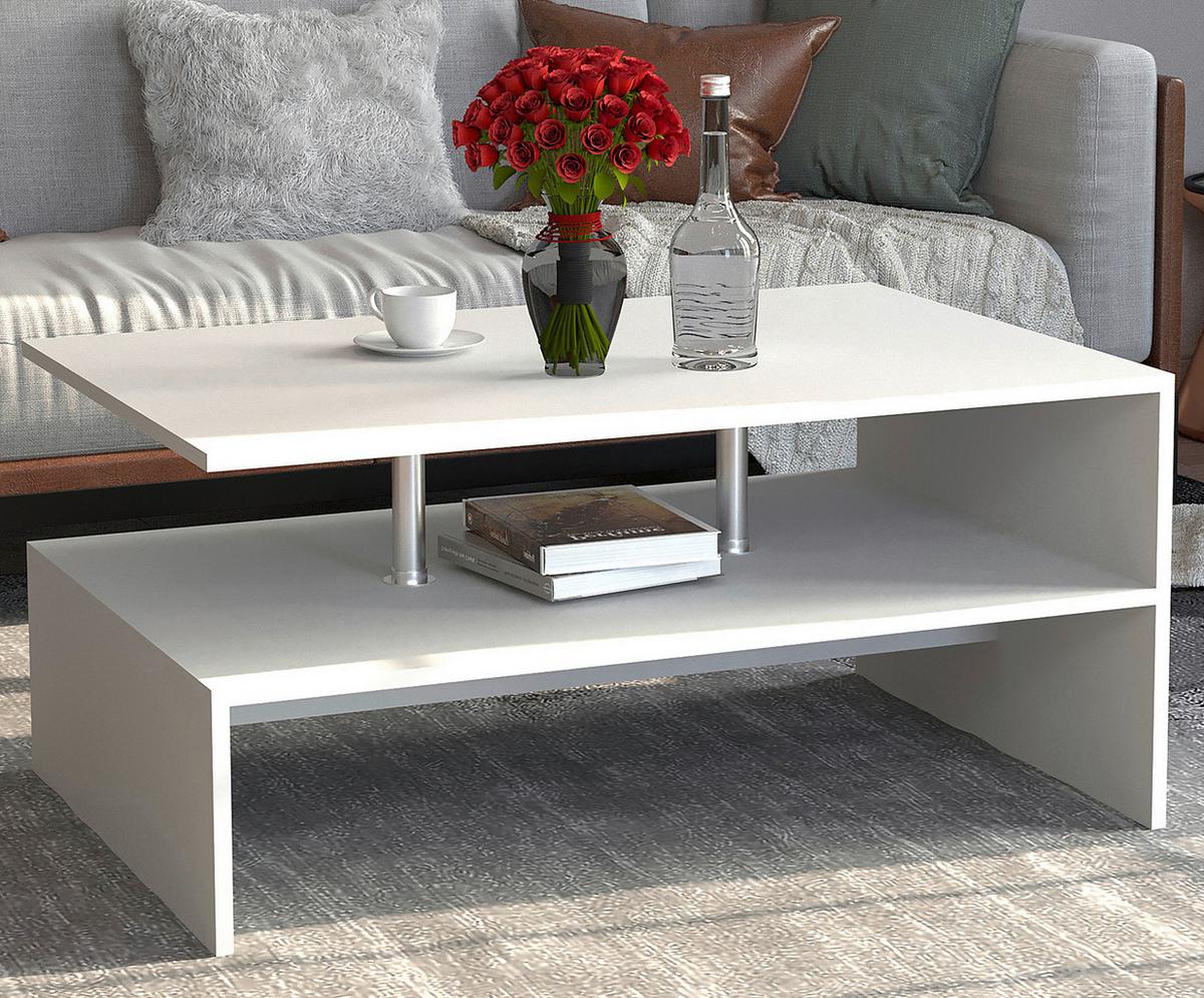 Klubska Miza Maliso L, Bela - bela, Design, leseni material (90/42/60cm) - MID.YOU
