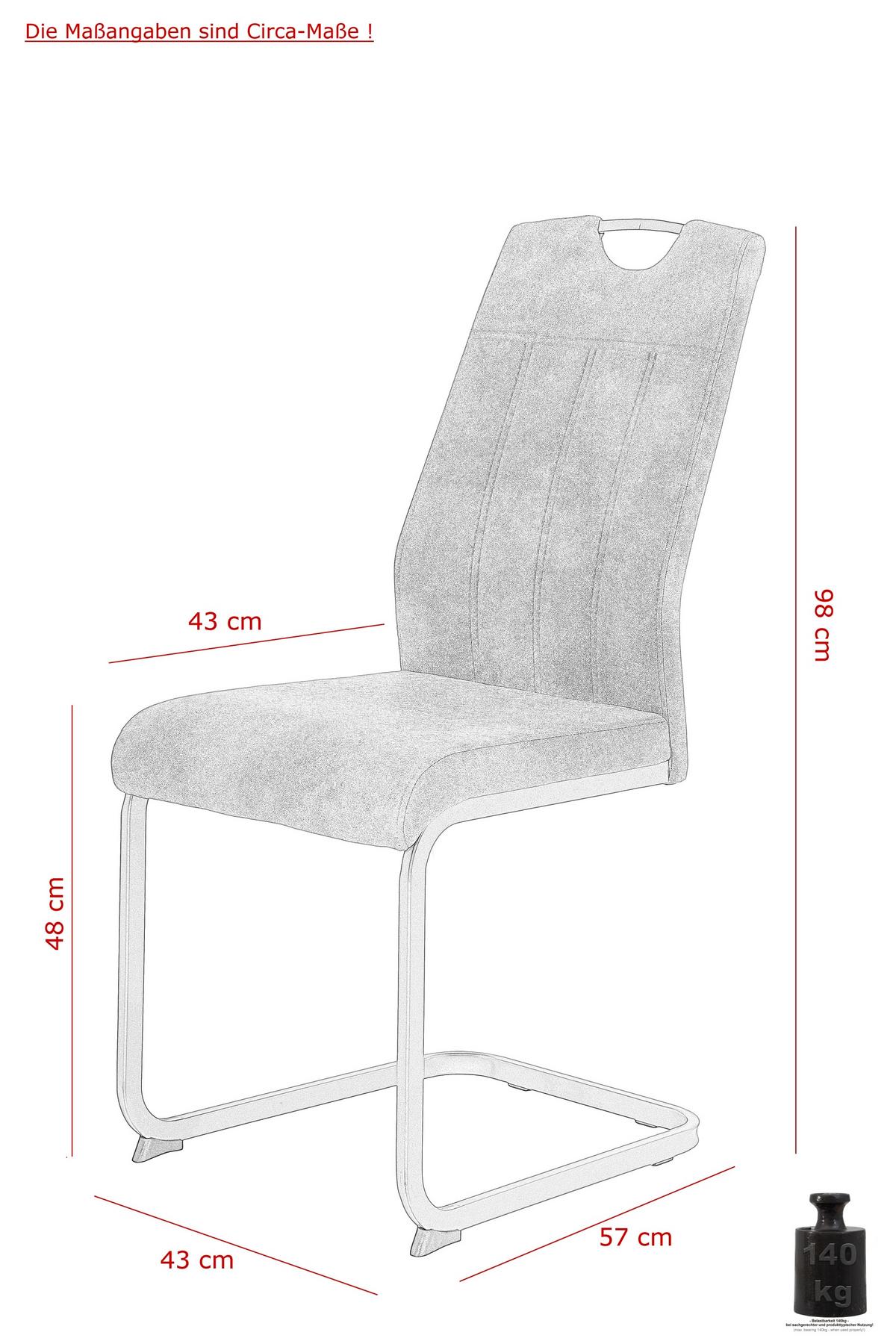 SCHWINGSTUHL-SET CHRISTINA II S 4ER-SET - Anthrazit/Grau, MODERN, Textil/Metall (44/61/98cm) - MID.YOU