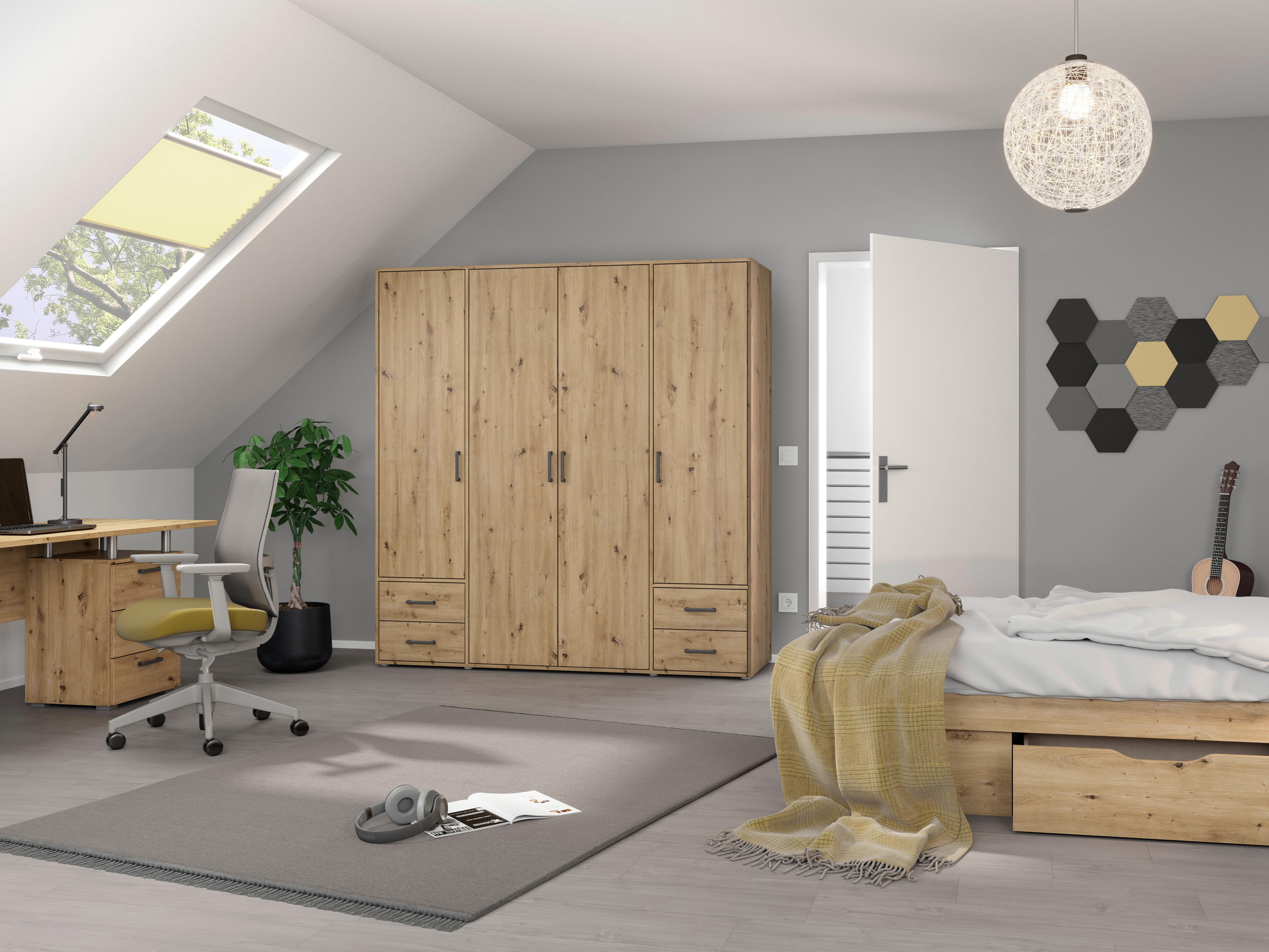 Ormar S Klasičnim Vratima Voyager - siva/hrast Artisan, Moderno, drvni materijal/plastika (187/194/53cm) - Modern Living