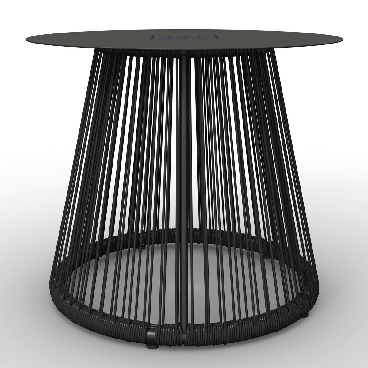 Gartenbeistelltisch Ruffy Schwarz Solar - Schwarz, MODERN, Kunststoff/Metall (55/48/55cm) - Bessagi Garden