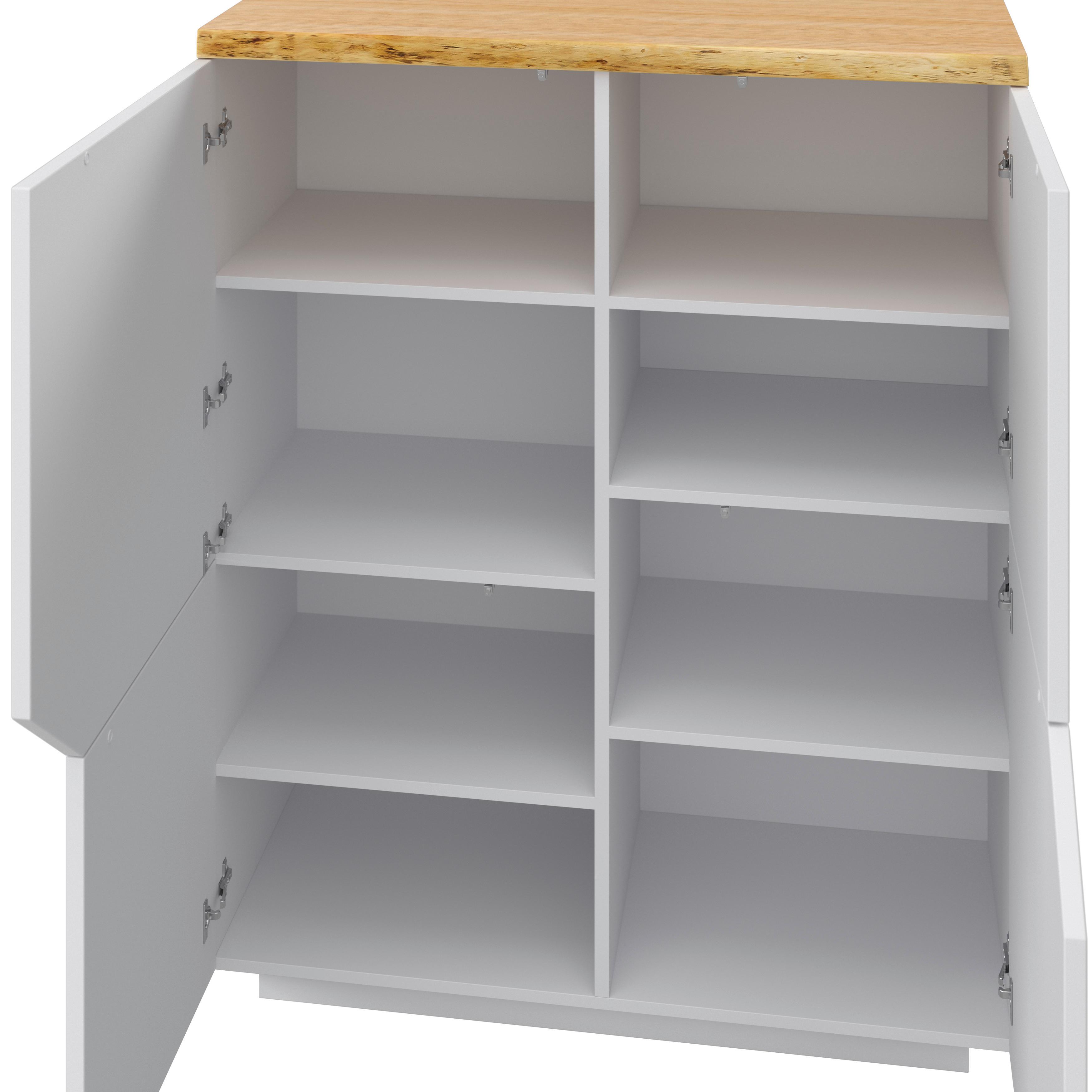 BYRÅ CARLOS - vit/ekfärgad, Modern, trä (100/122/42cm) - Bessagi Home