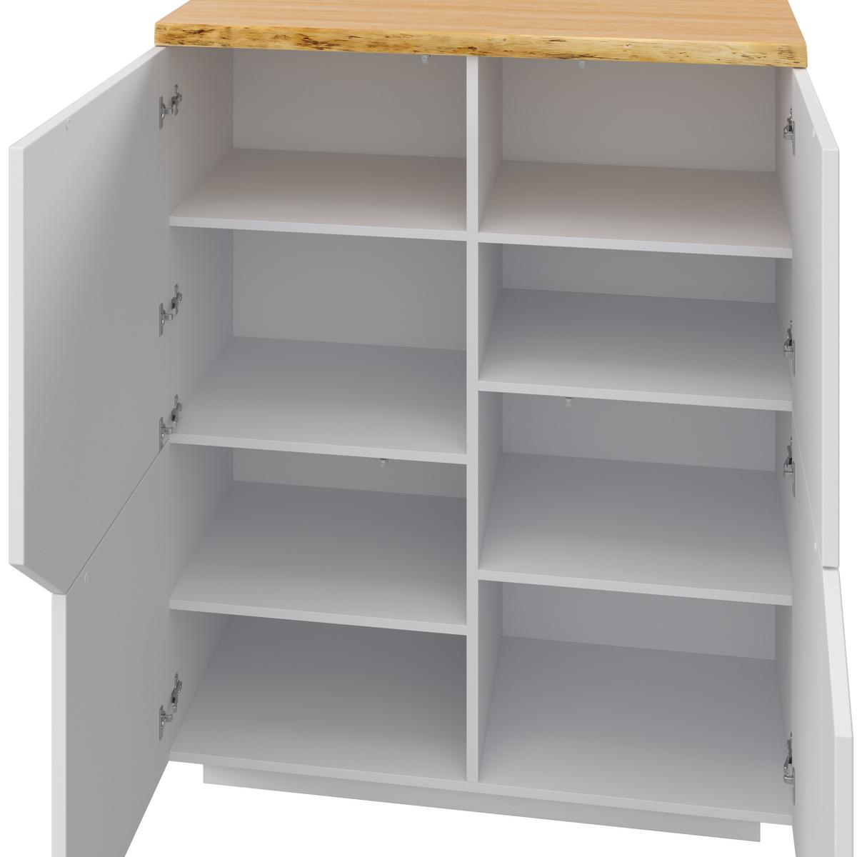 KOMMODE in weiss "Carlos" - Weiss/Eichefarben, Modern, Holz (100/122/42cm) - Bessagi Home