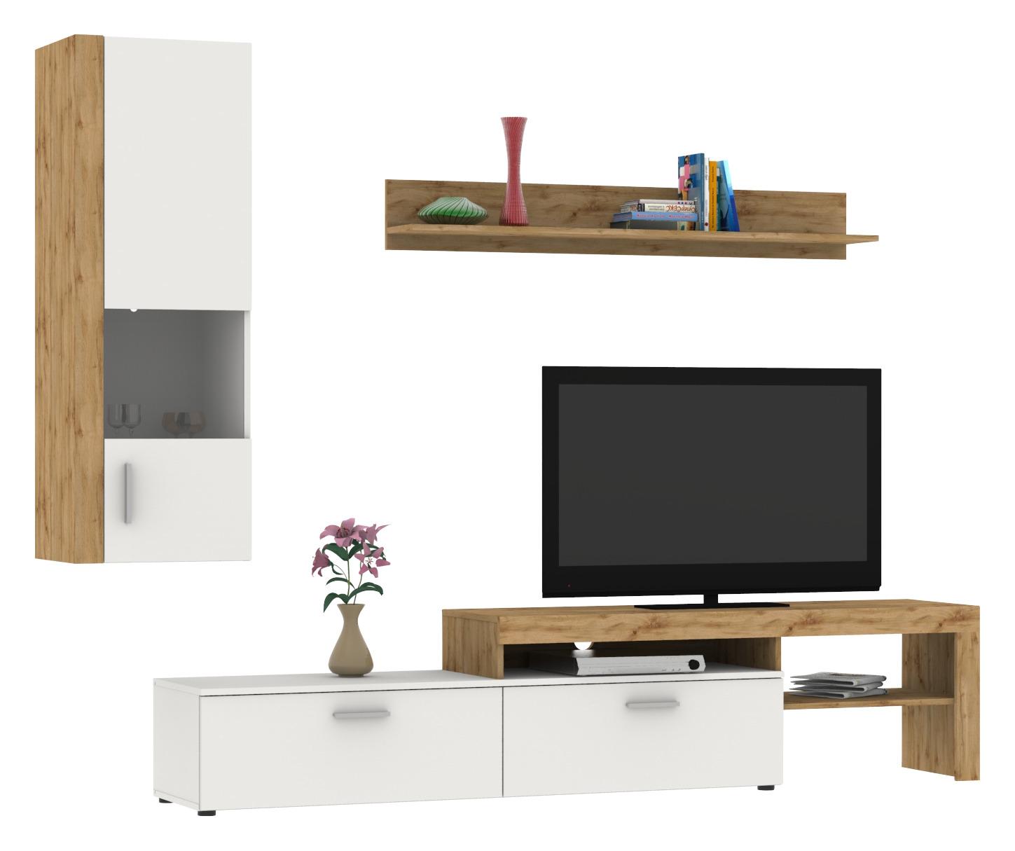 Regal Za Dnevni Boravak Iguan - bijela/crna, Moderno, plastika (250/190/40cm) - Best Price