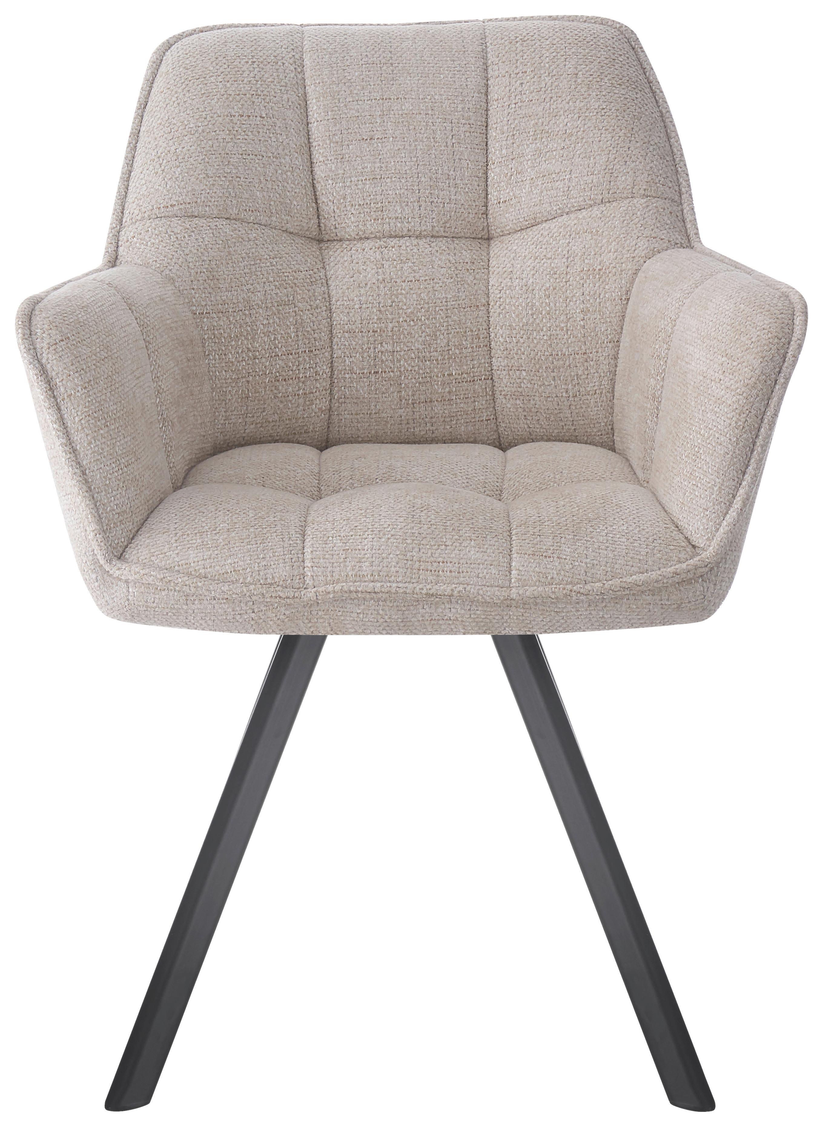 Naslanjač Romy, Krem - črna/krem barve, Moderno, kovina/tekstil (60/82/62cm)