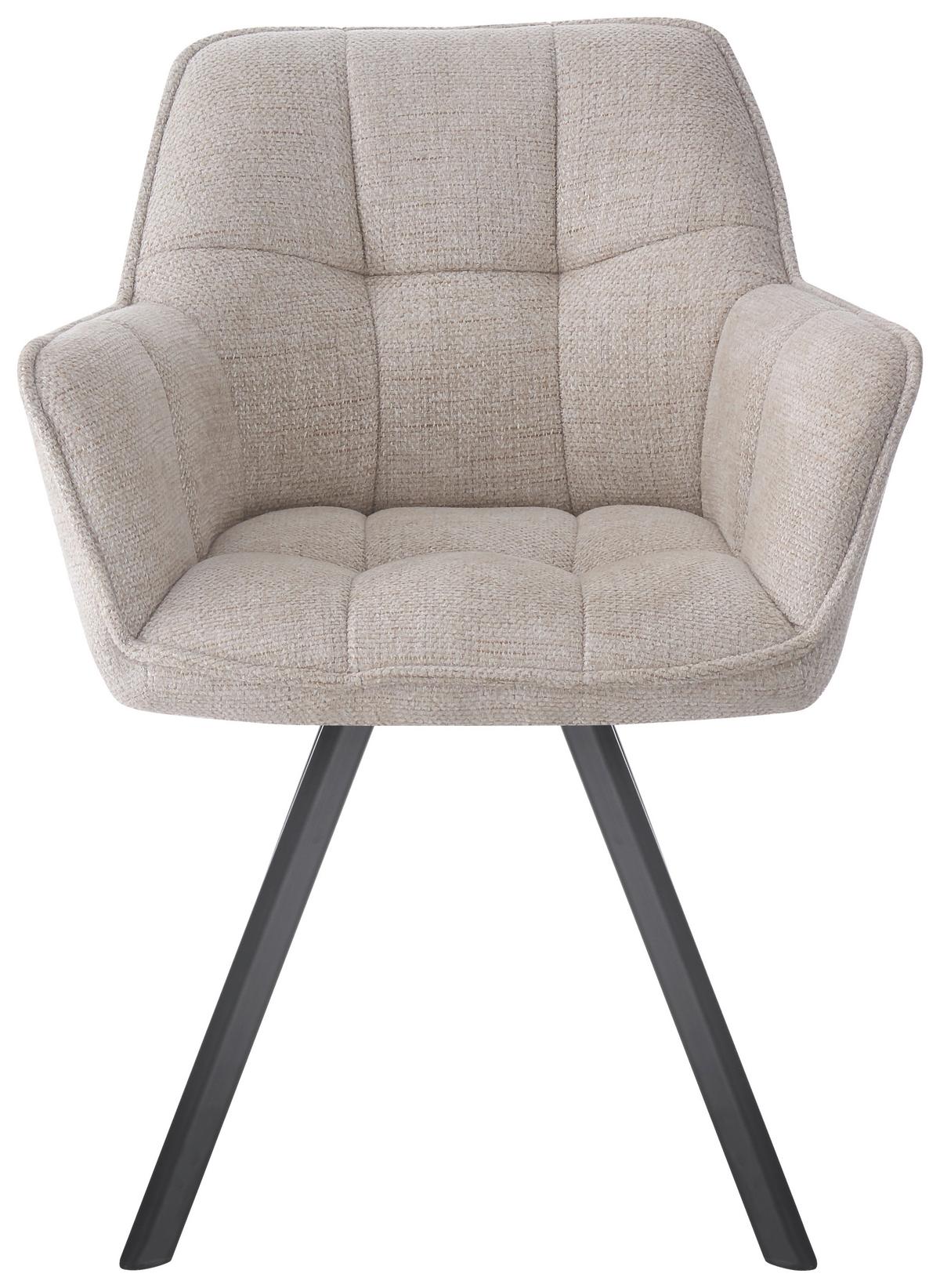 Naslanjač Romy, Krem - črna/krem barve, Moderno, kovina/tekstil (60/82/62cm)