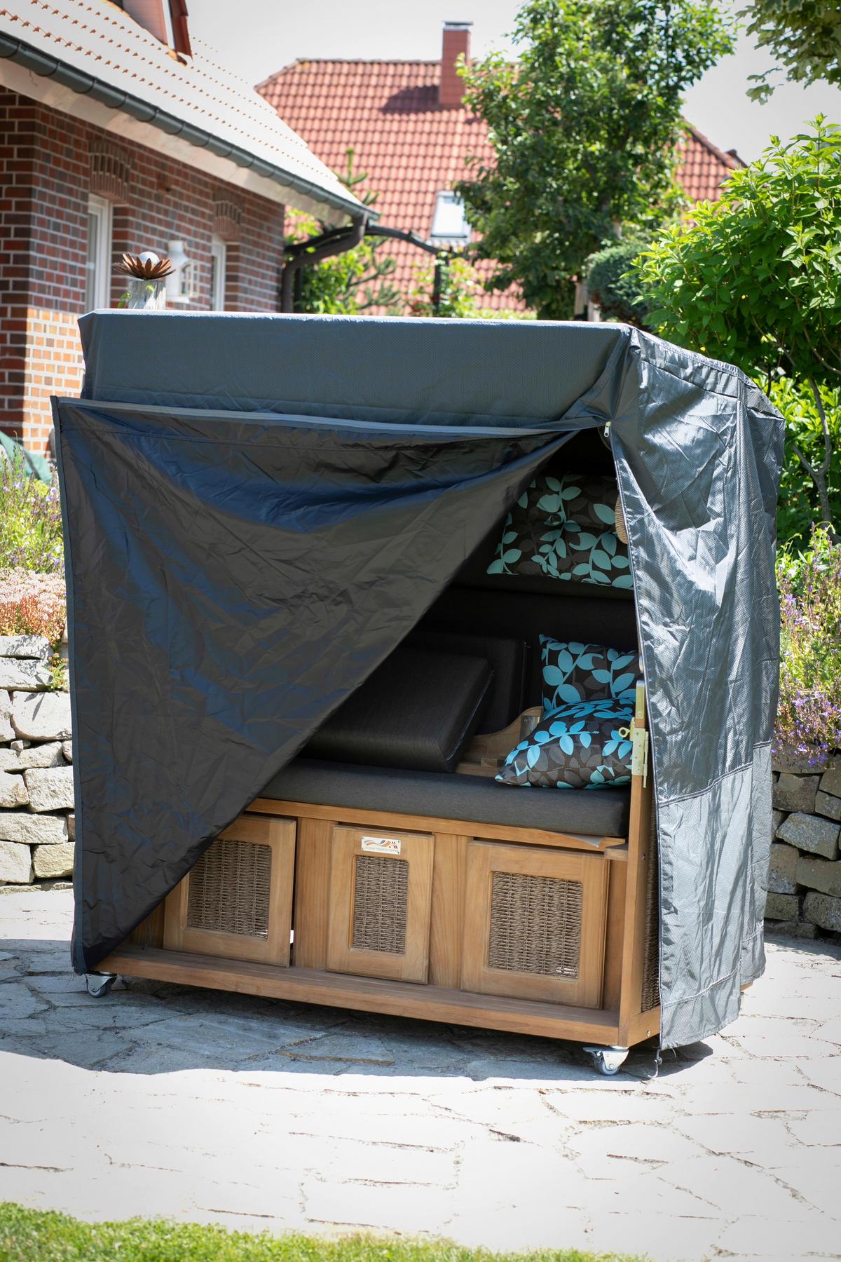 Strandkorb-Schutzhülle Premium Grau - Dunkelgrau, Basics, Kunststoff (152/165/95cm) - Gardenson