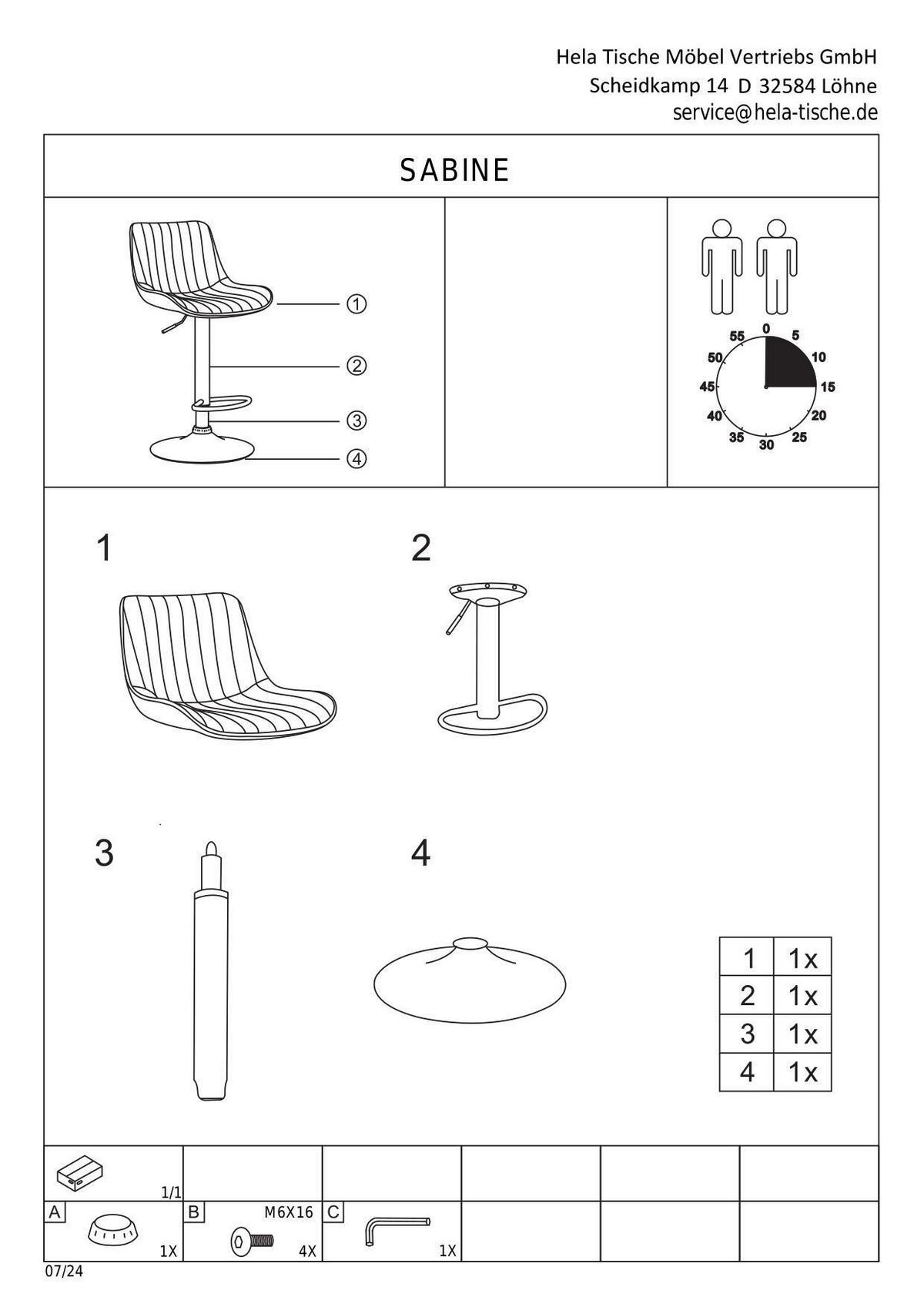 BARHOCKER-SET SABINE II H 2ER-SET - Anthrazit/Schwarz, MODERN, Textil/Metall (46/86-108/54cm) - MID.YOU