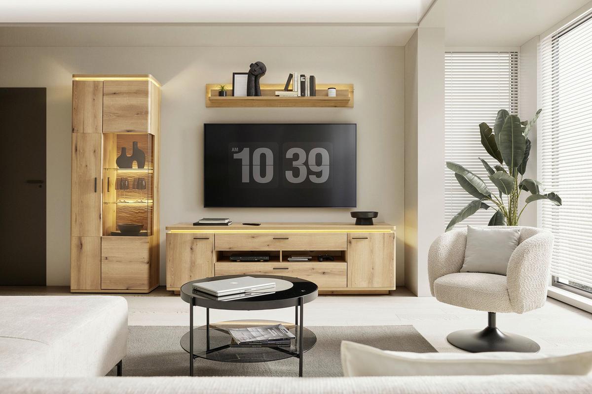 TV-Element Alameda Eichefarben - Eichefarben/Anthrazit, MODERN, Holzwerkstoff/Metall (210/65/50cm) - Based