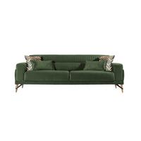 SOFA TRZYOSOBOWA KAYSERI - zielony/kolor srebrny, Design, tworzywo sztuczne/tkanina (233/77/87cm) - Livetastic