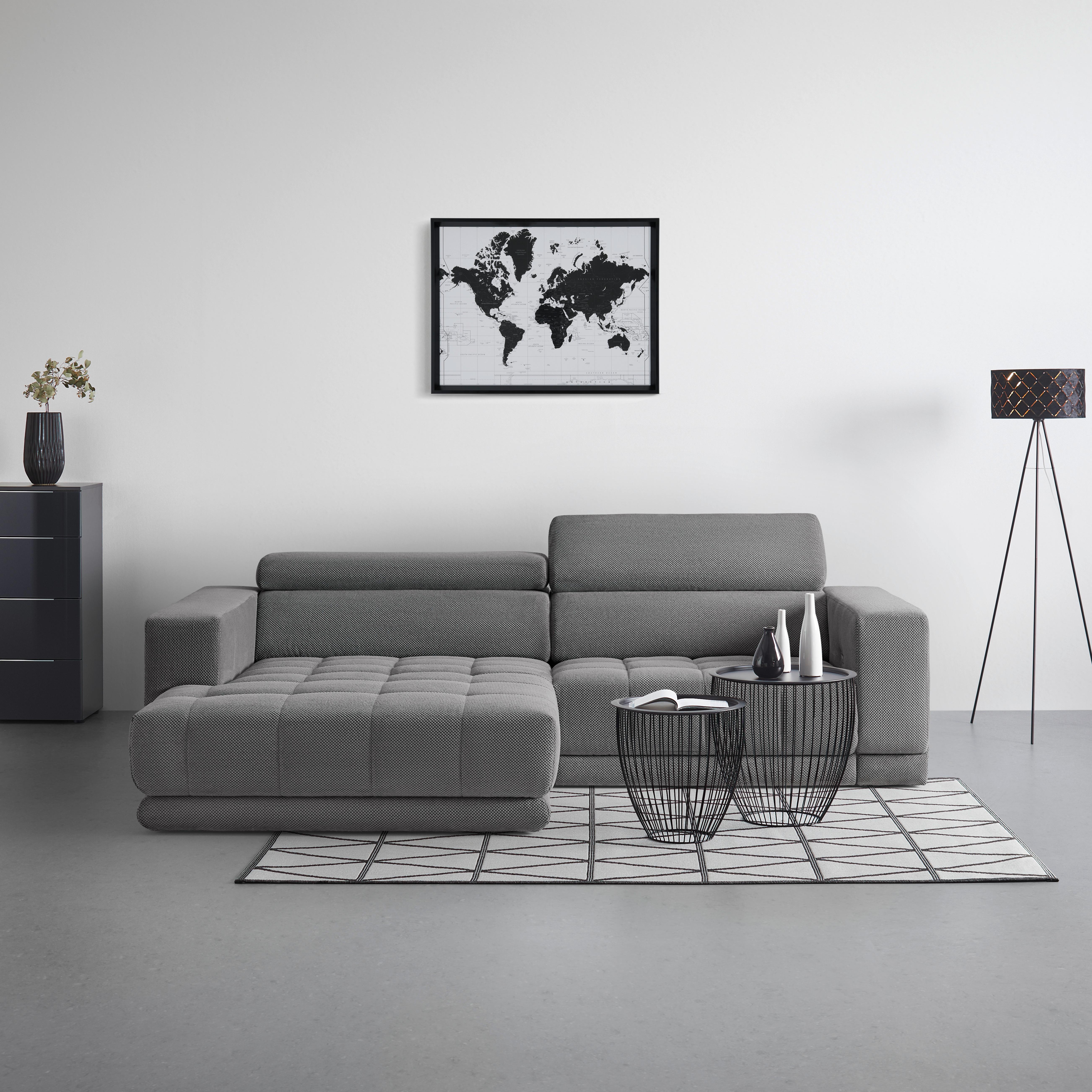 Kutna Garnitura Portland - siva/crna, Moderno, tekstil/plastika (197/98/275cm) - Premium Living