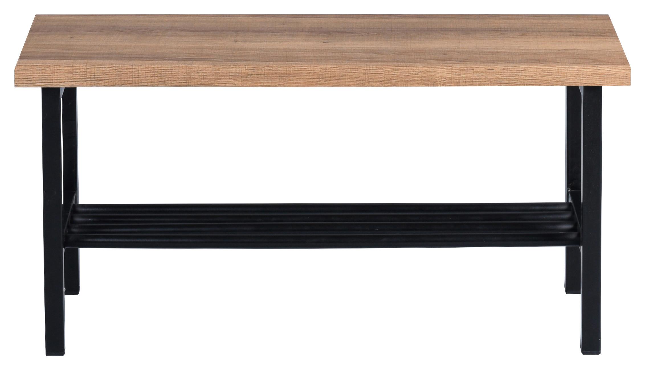 SIEDZISKO DO PRZEDPOKOJU LENZ - kolor dębowy/czarny, Basics, materiał drewnopochodny/metal (80/41/30cm)