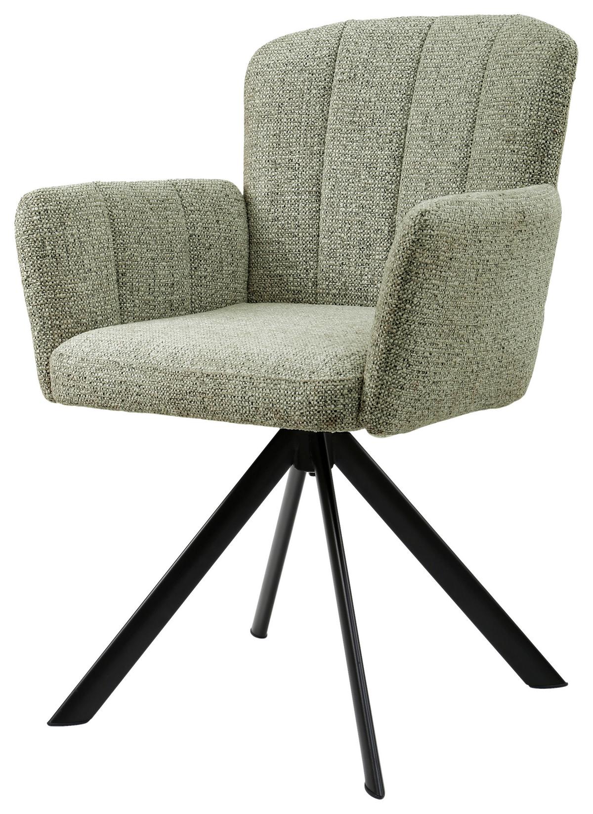 Armlehnstuhl Nora Grün/Schwarz - Schwarz/Grün, Modern, Holz/Textil (61/87/65cm) - Premium Living