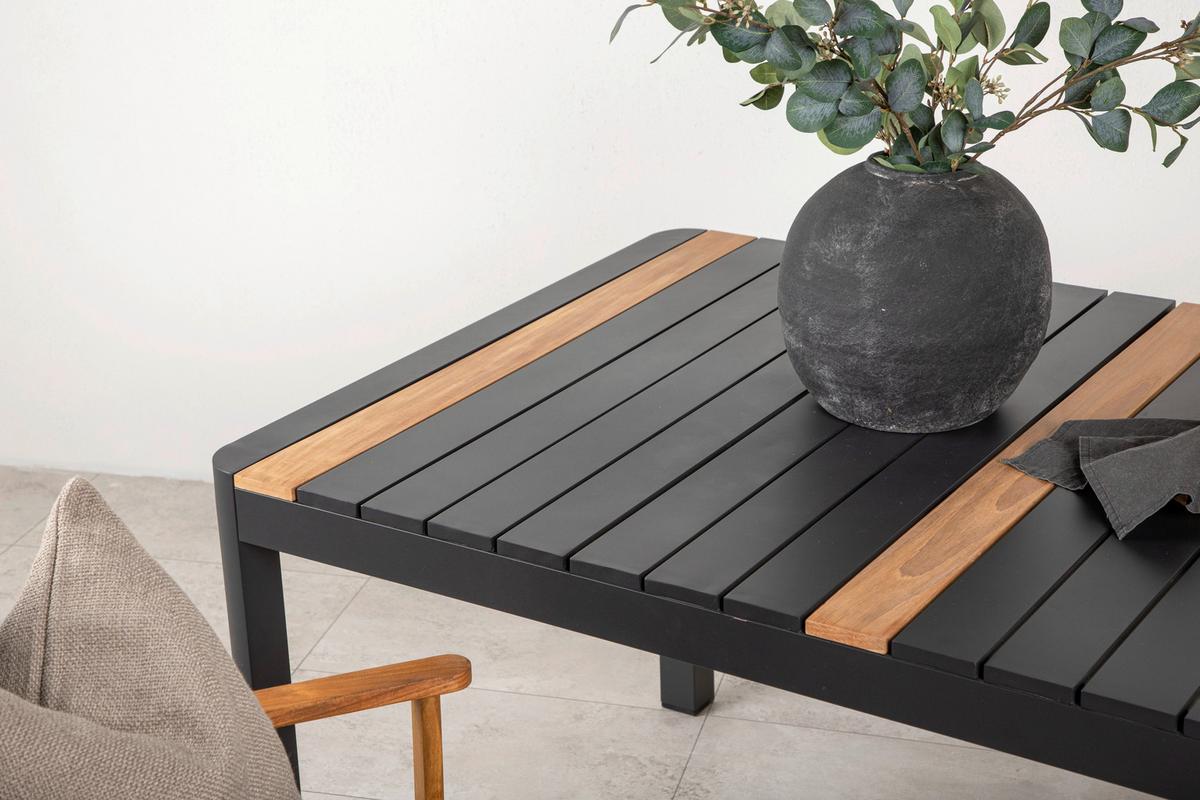 GARTENTISCH TOGO - Schwarz, KONVENTIONELL, Holz/Metall (150/90/75cm) - Gardenson