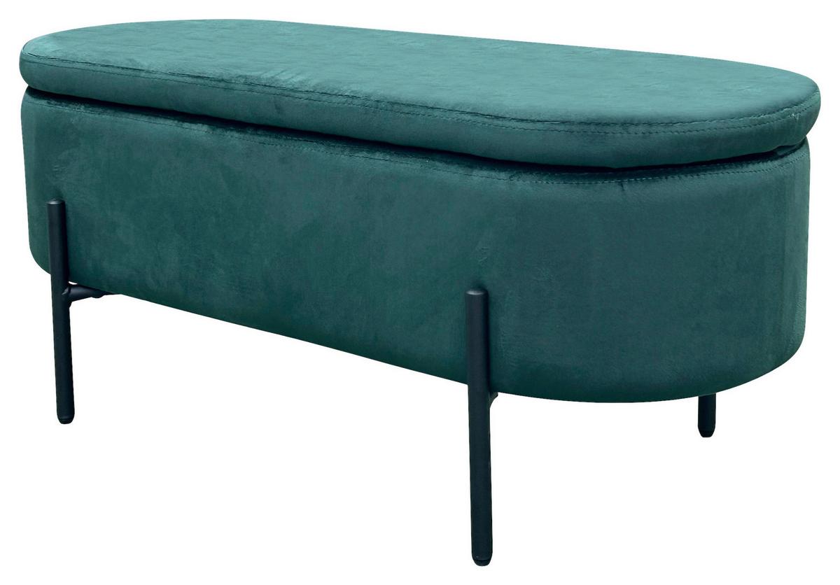 Sitzbank Nova Dunkelgrün Samt - Dunkelgrün/Schwarz, Design, Textil/Metall (95/42/38cm) - MID.YOU