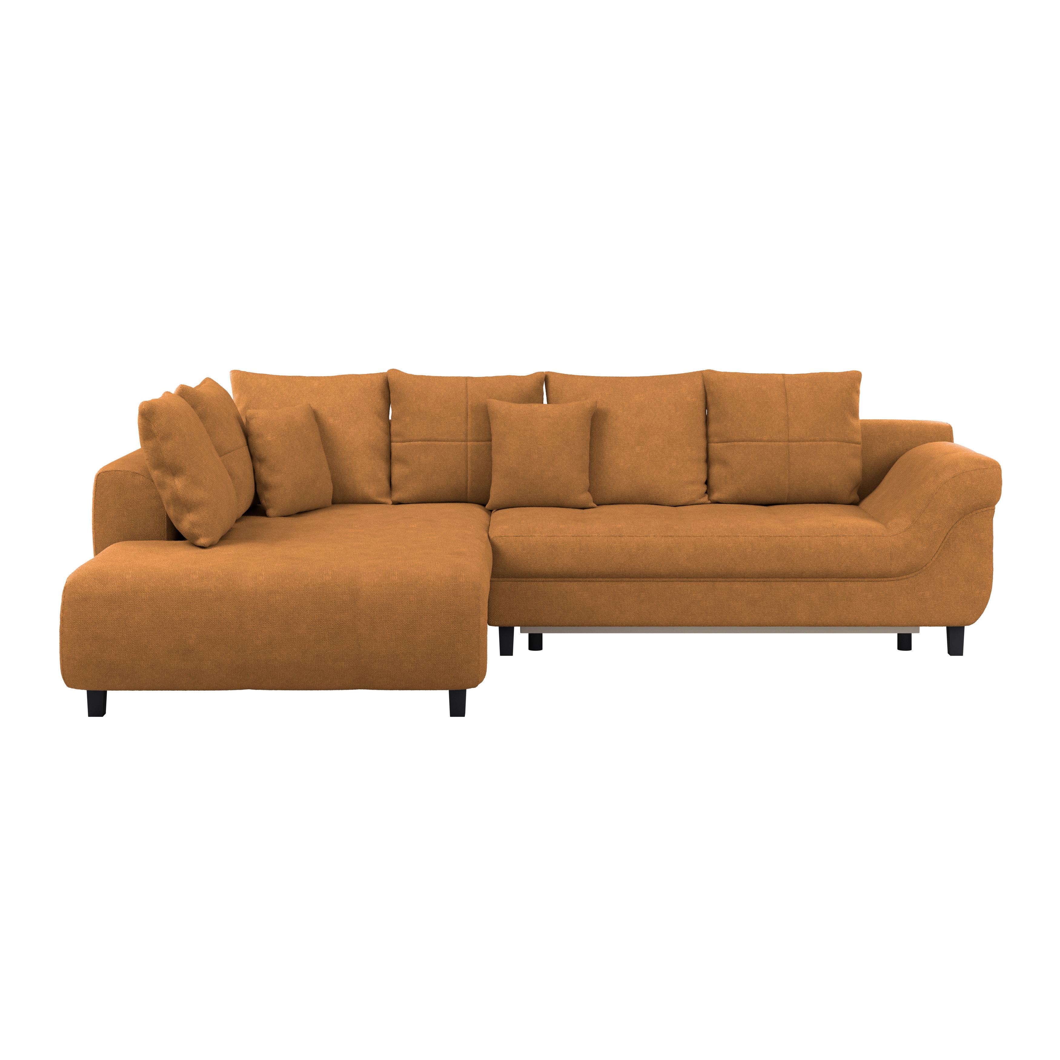 Kutna Garnitura Mendoza - narančasta/crna, Design, tekstil/drvo (197/309cm) - Modern Living