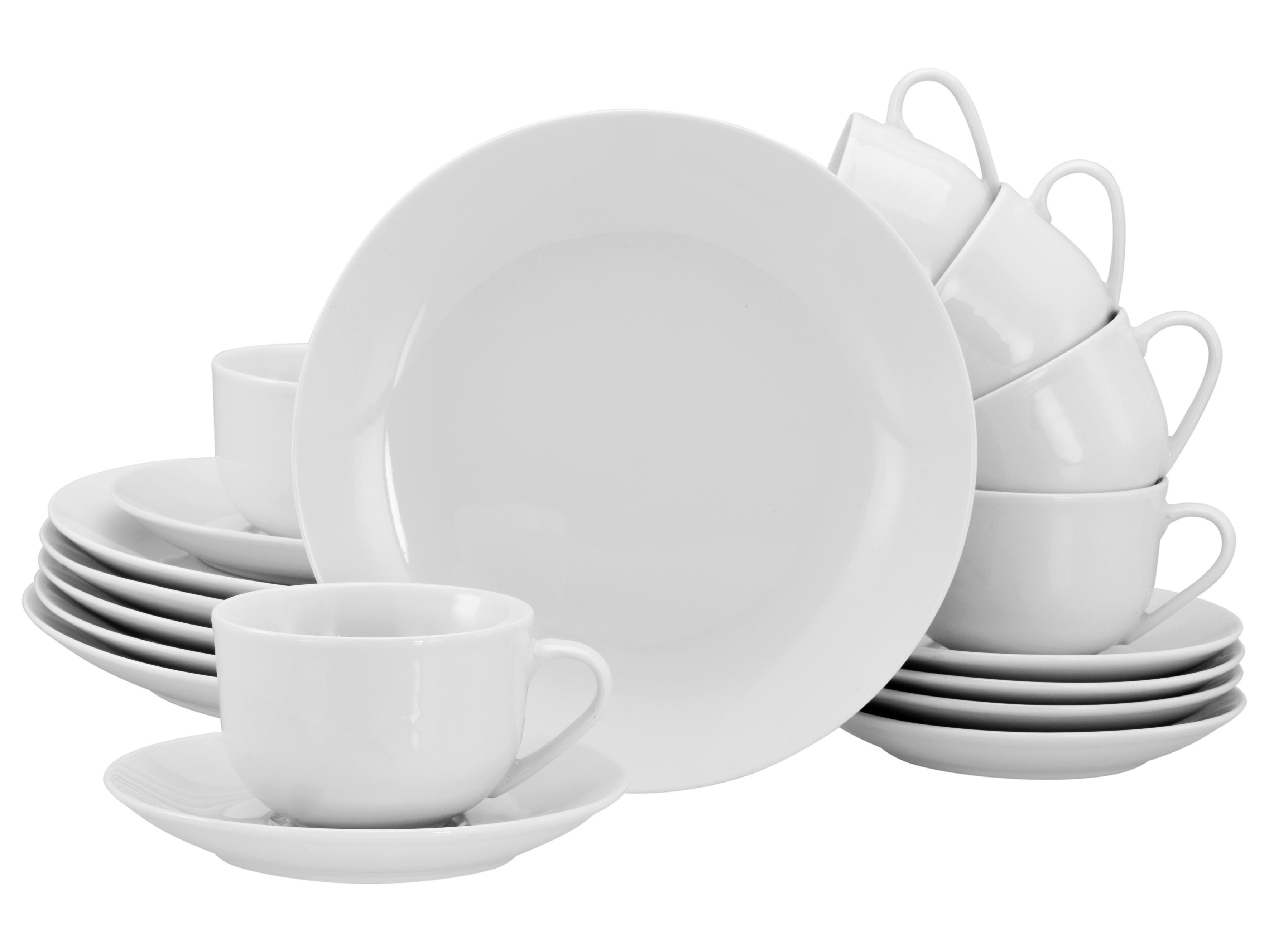 Kaffeeservice Luna Weiß, 18-teilig - Weiß, Basics, Keramik - Creatable