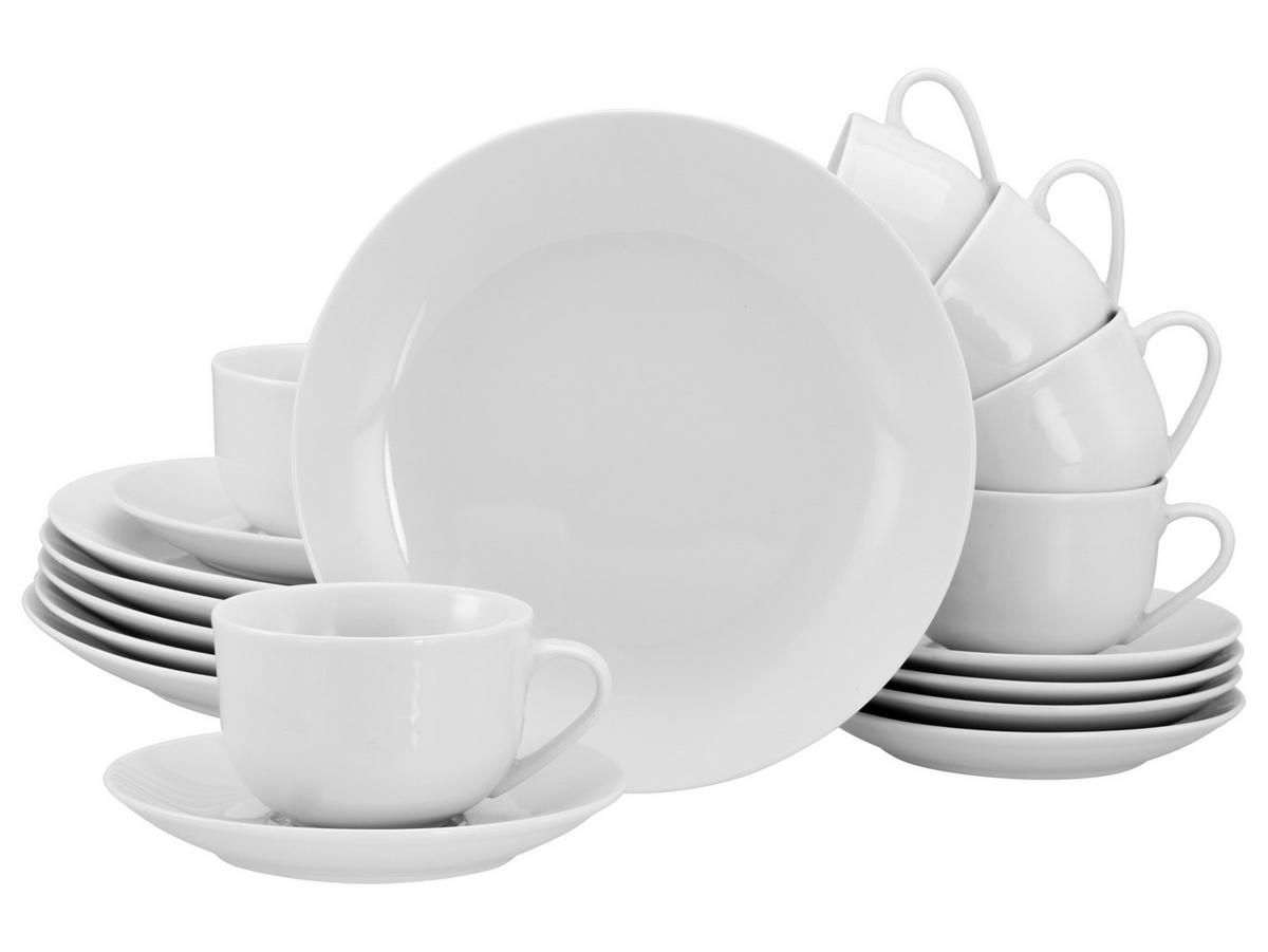 Kaffeeservice Luna Weiß, 18-teilig - Weiß, Basics, Keramik - Creatable